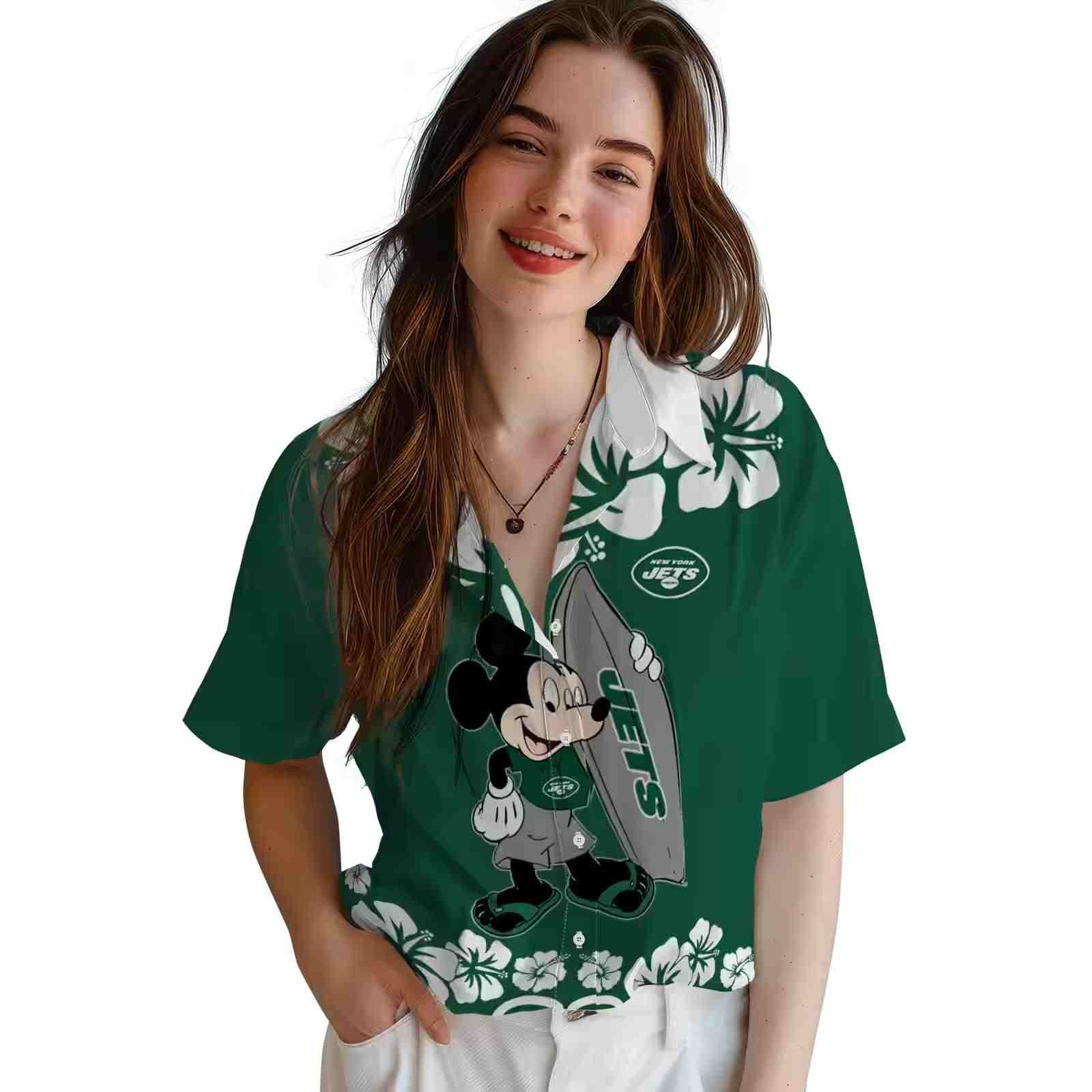 new york jets surfing mickey green hawaiian shirt latest model