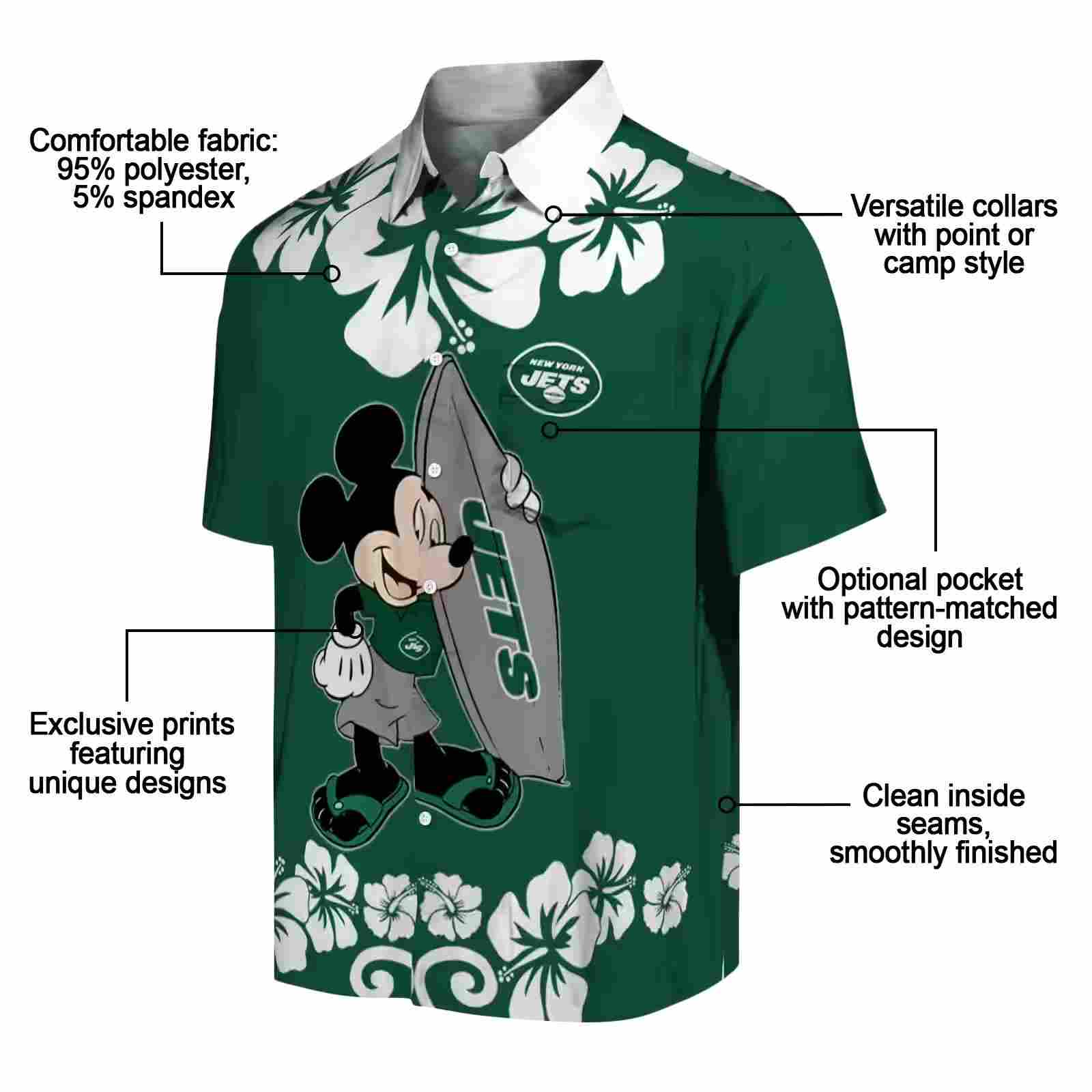 new york jets surfing mickey green hawaiian shirt new arrival