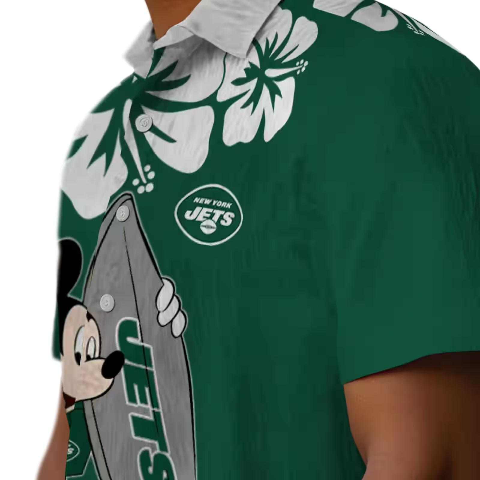 new york jets surfing mickey green hawaiian shirt trendy