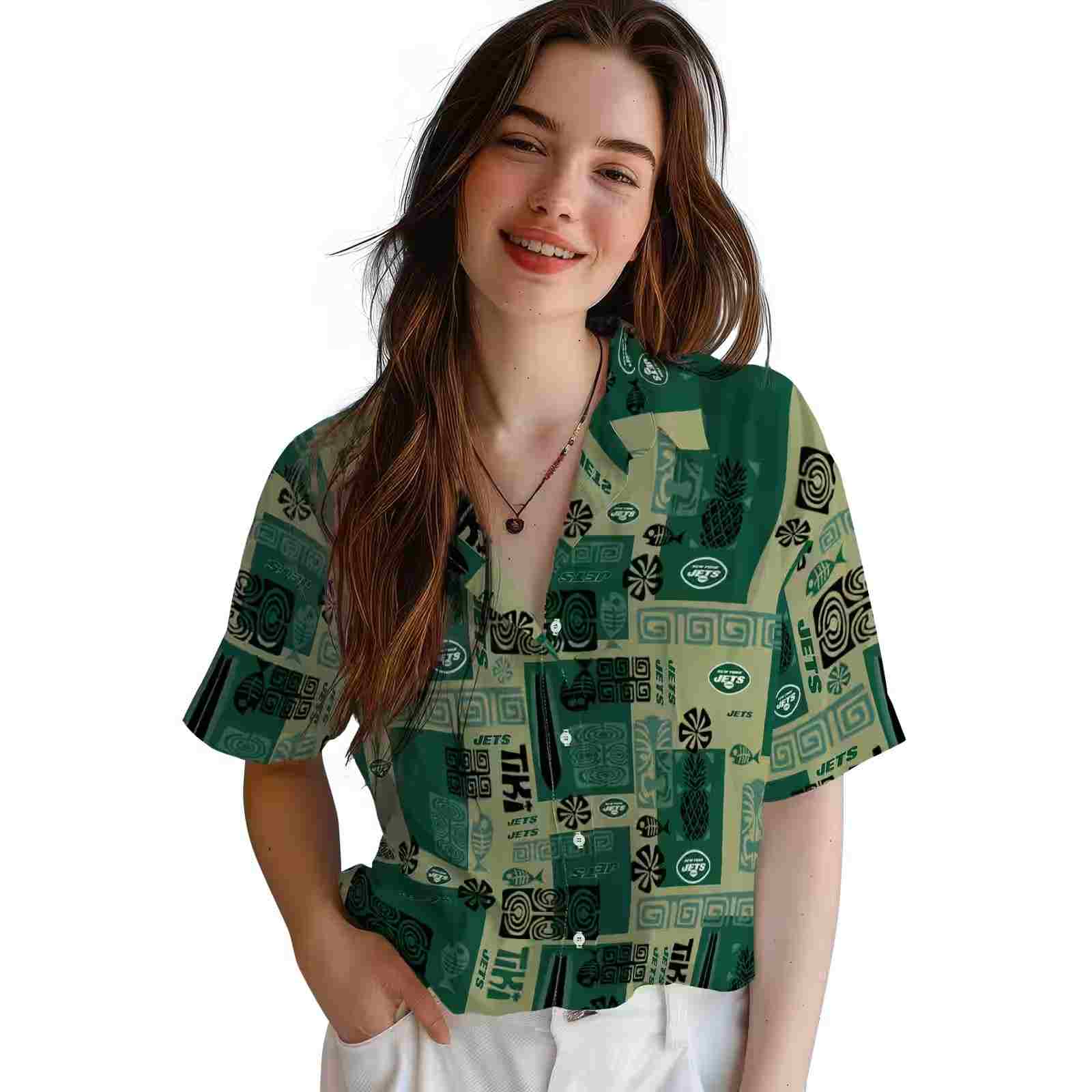 new york jets tribal symbols green hawaiian shirt latest model