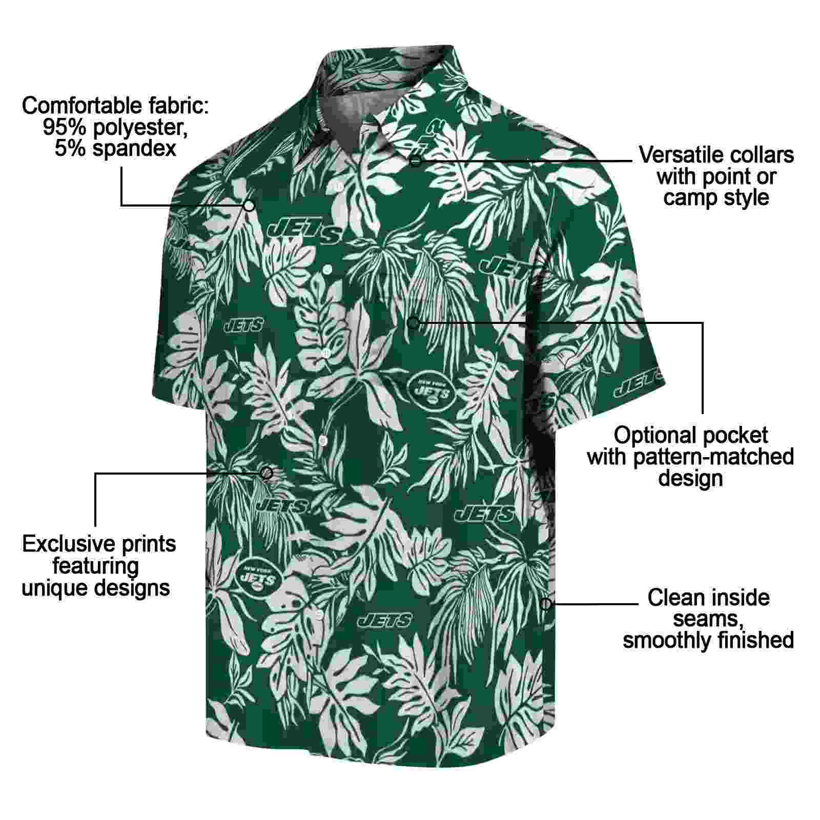 new york jets tropical leaf green white hawaiian shirt new arrival