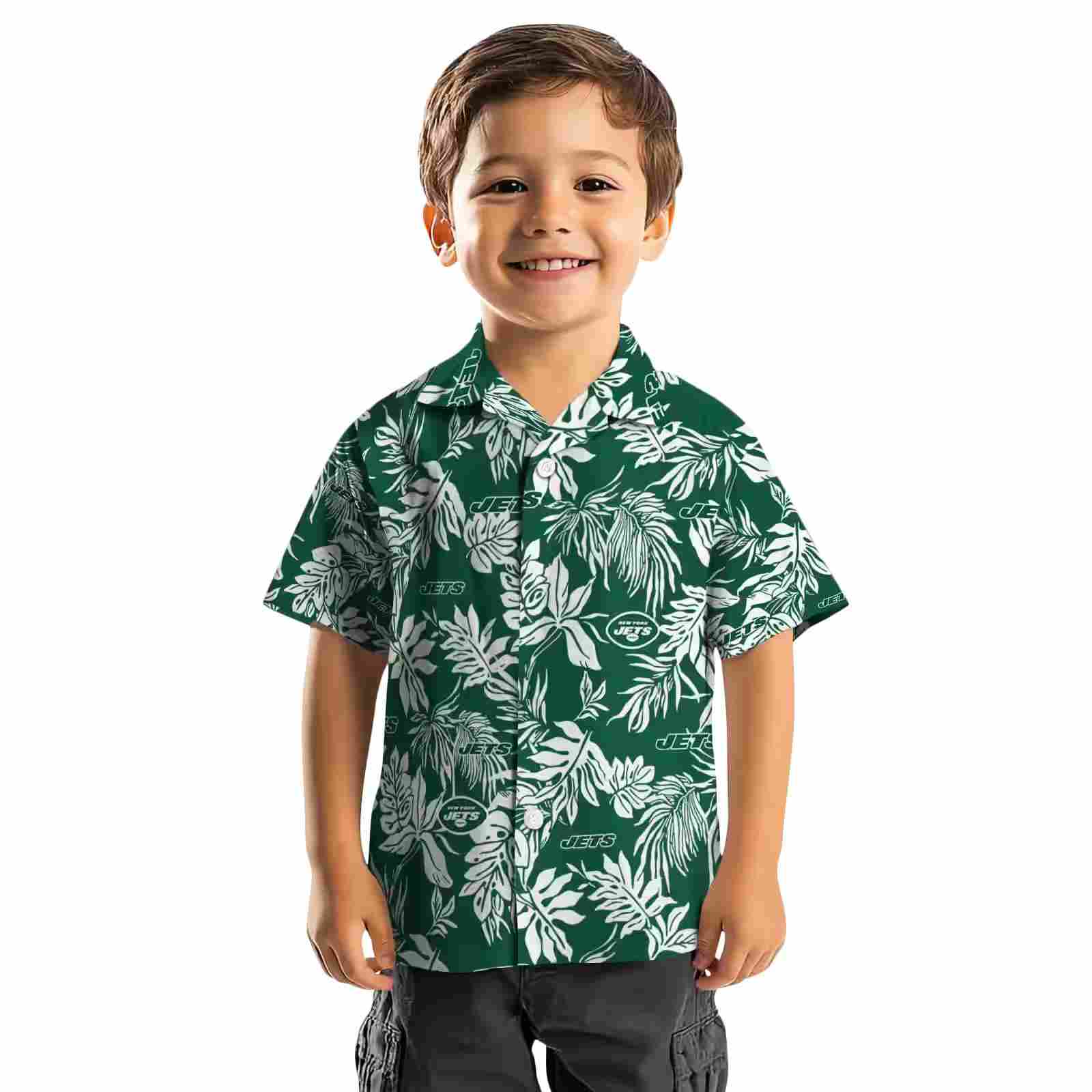 new york jets tropical leaf green white hawaiian shirt top rated