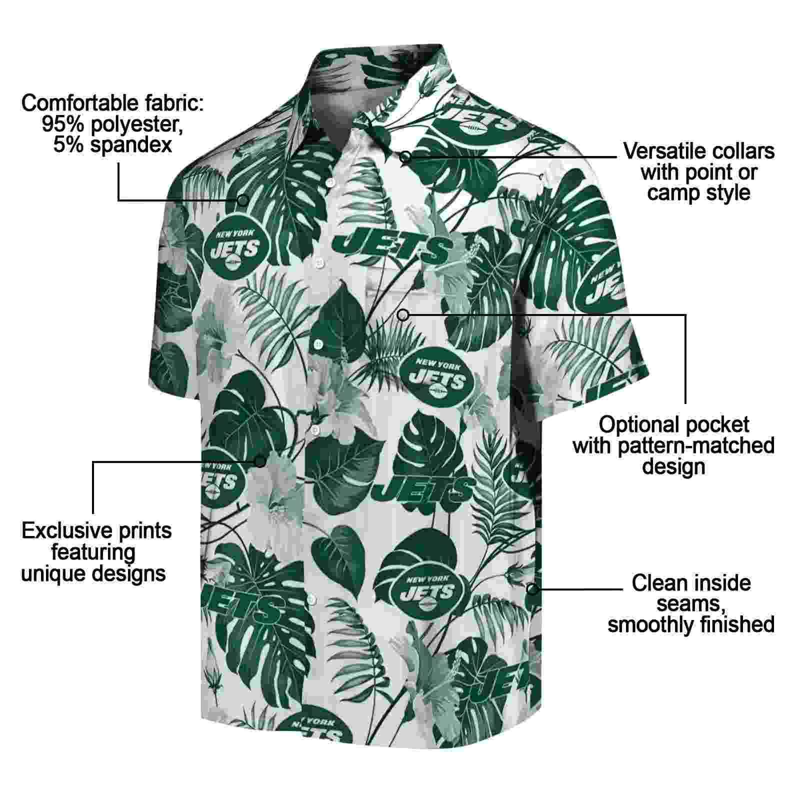 new york jets tropical plants green white hawaiian shirt new arrival