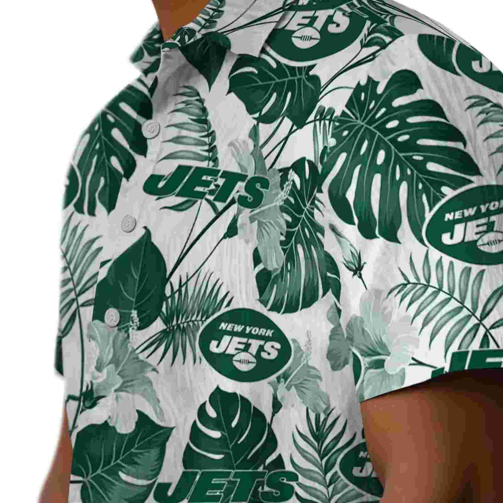 new york jets tropical plants green white hawaiian shirt trendy