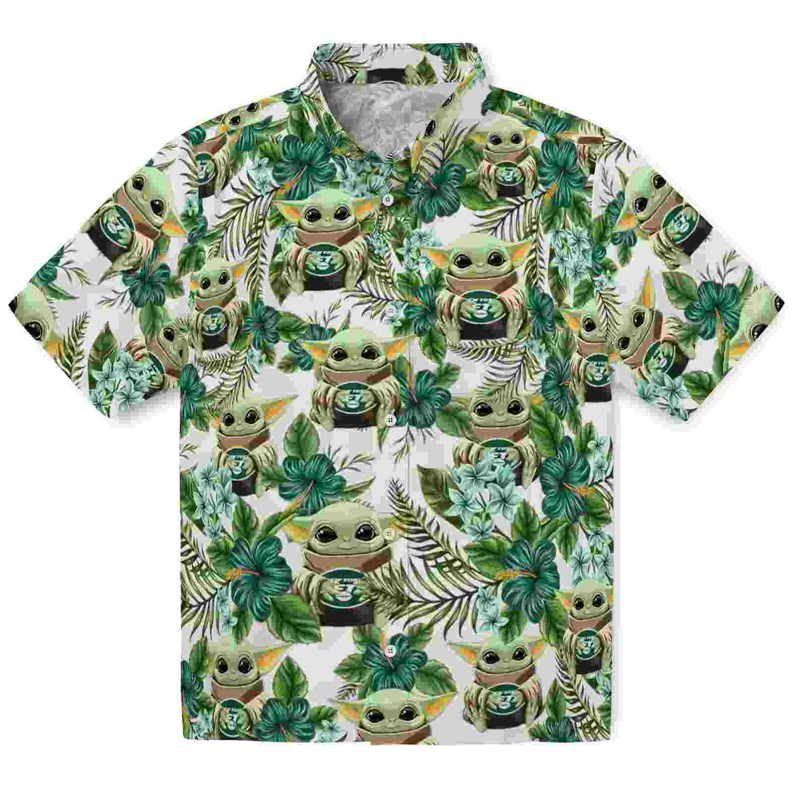 New York Jets Tropical Yoda Green Hawaiian Shirt