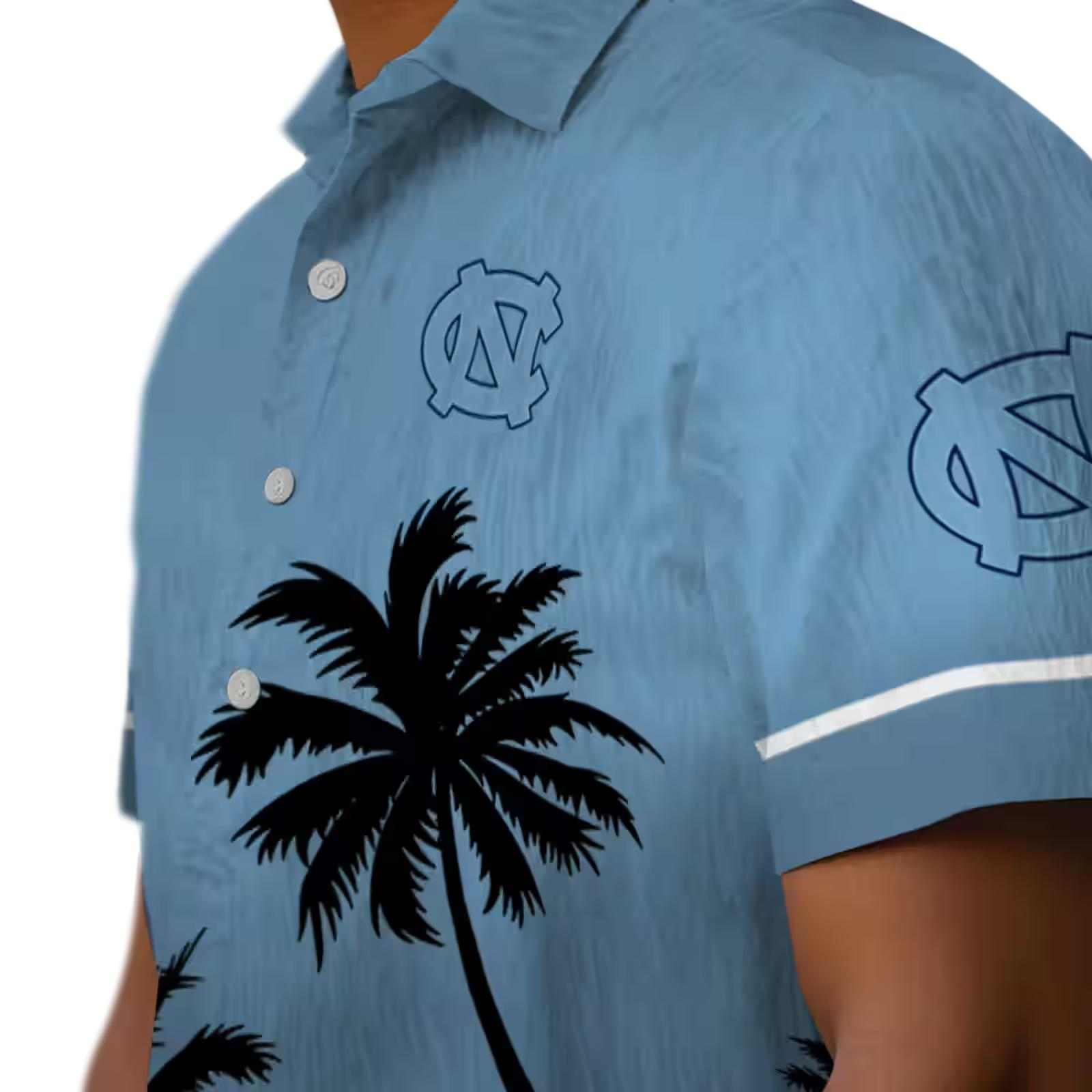 north carolina tar heels beach sunset light blue black hawaiian shirt trendy