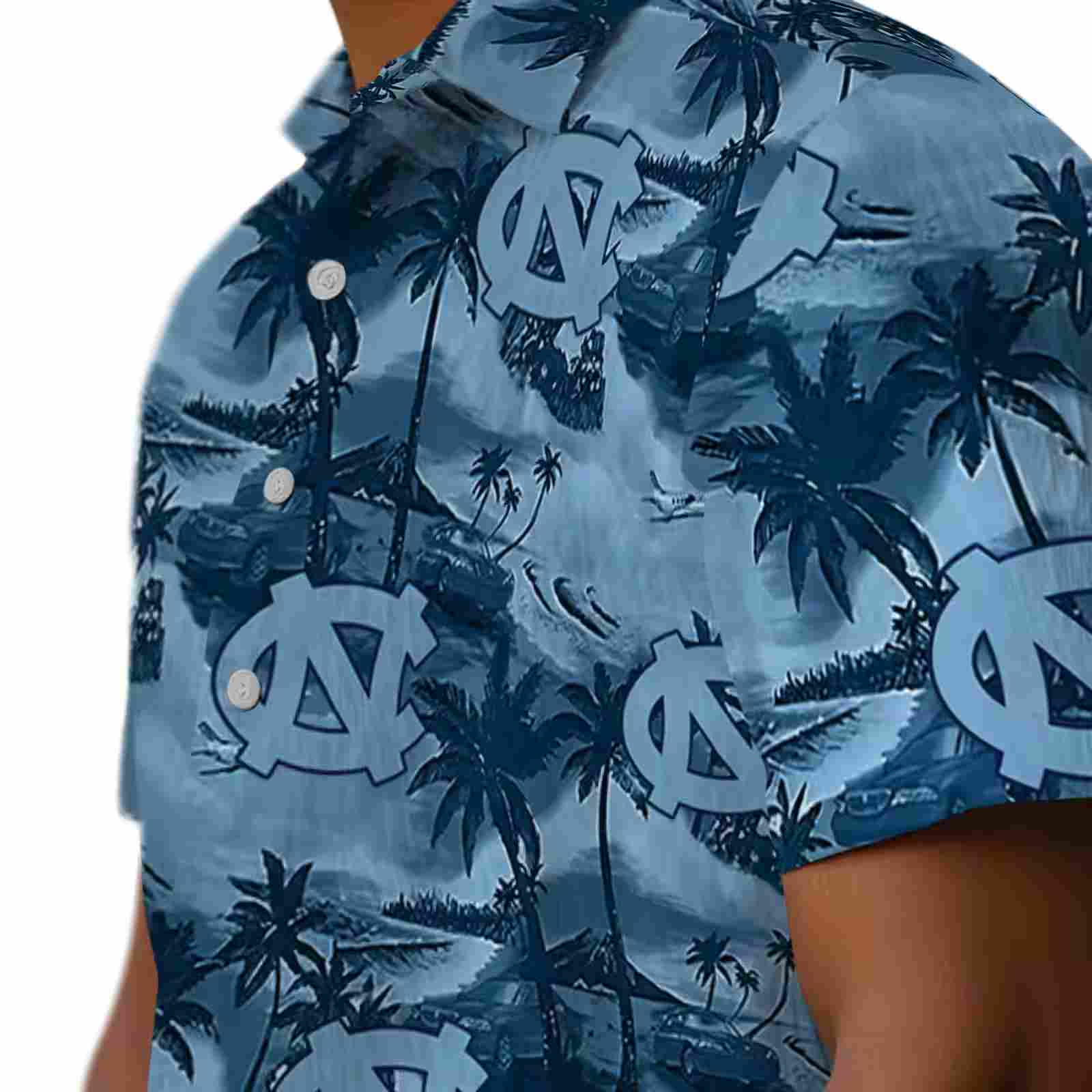 north carolina tar heels coastal palms light blue hawaiian shirt trendy