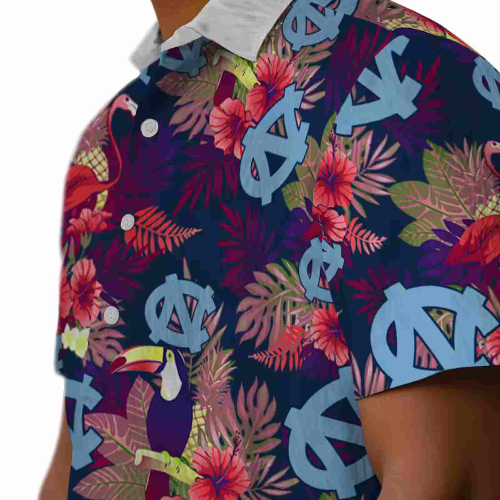 north carolina tar heels floral toucan light blue red hawaiian shirt trendy