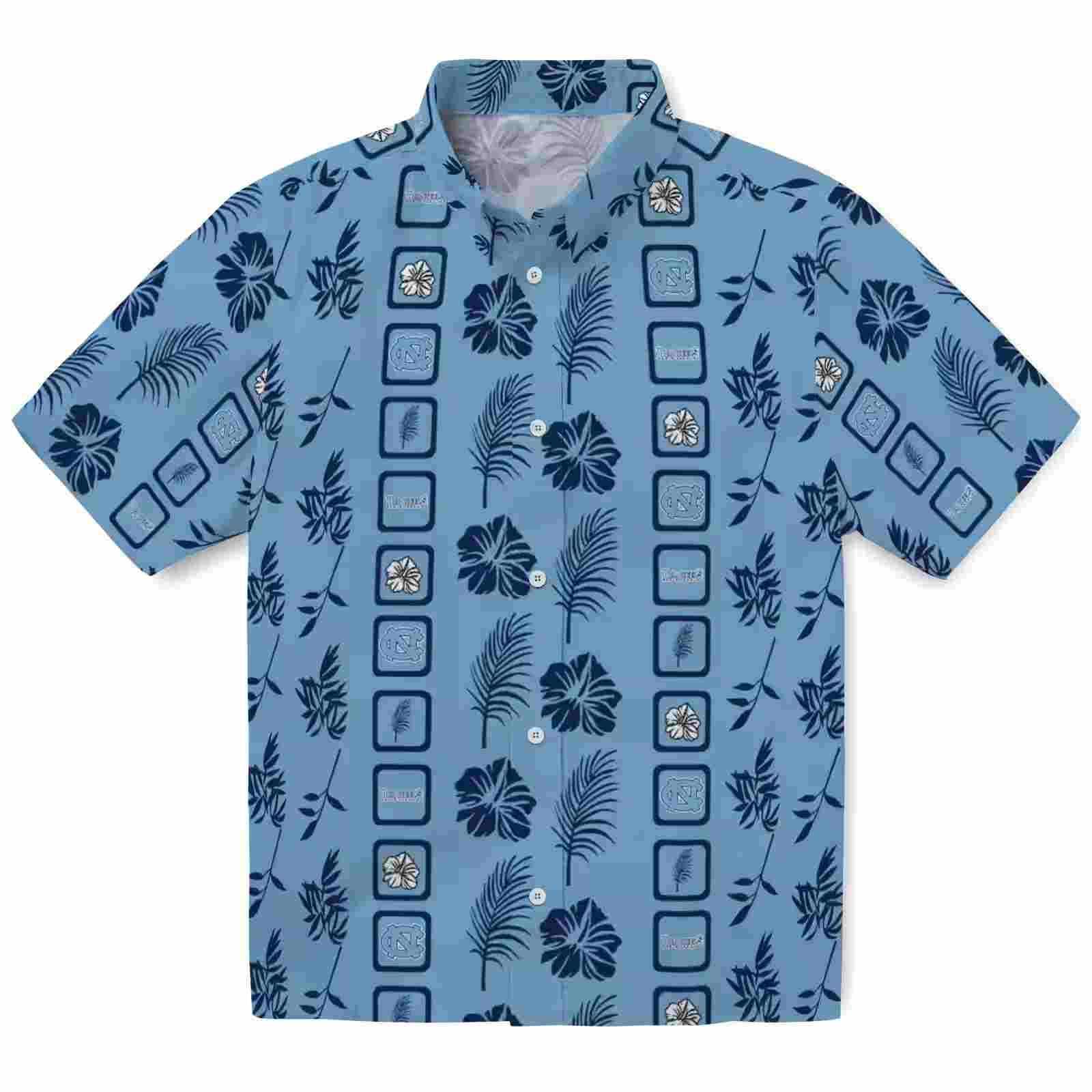 North Carolina Tar Heels Framed Floral Light Blue Hawaiian Shirt