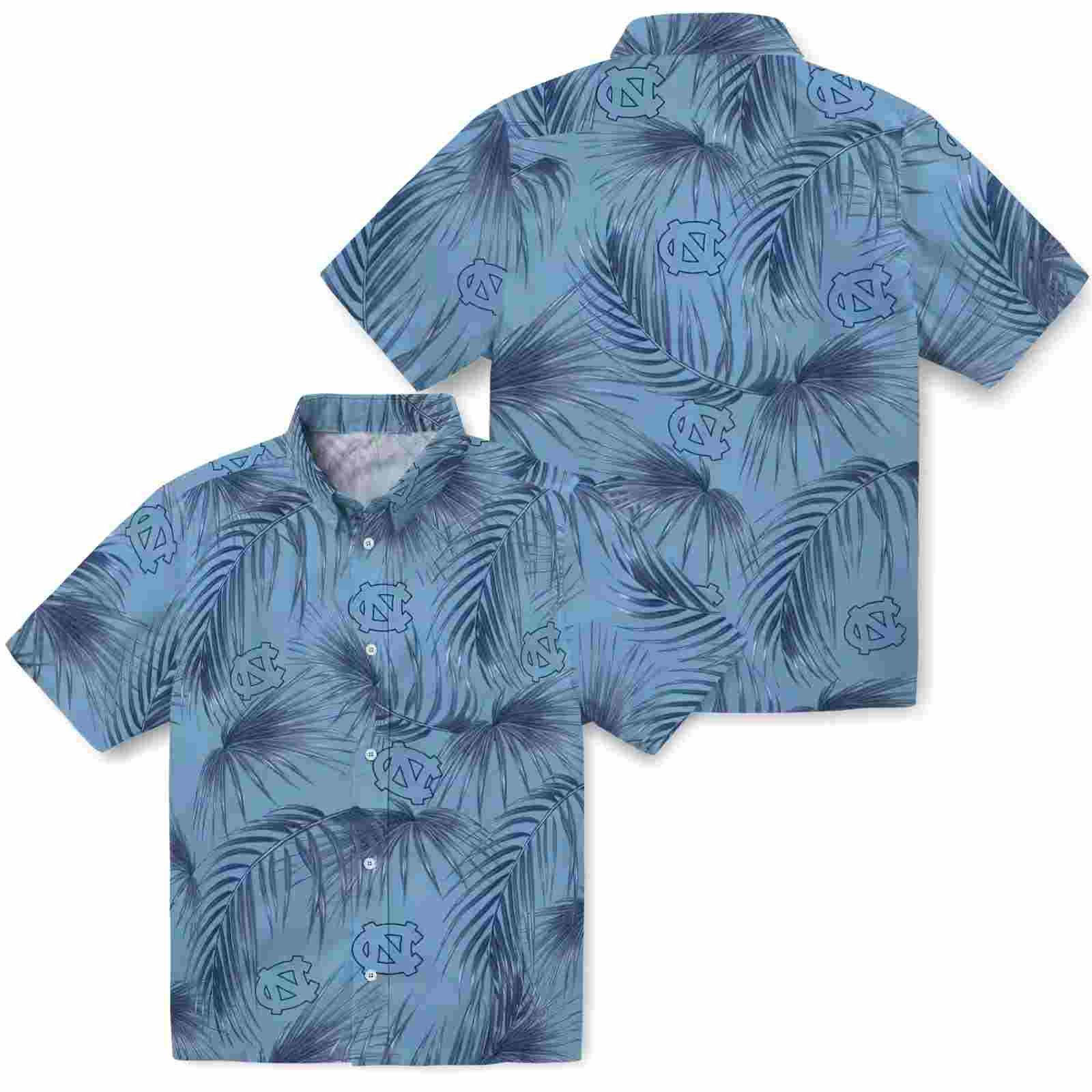 north carolina tar heels leafy palms light blue hawaiian shirt high quality