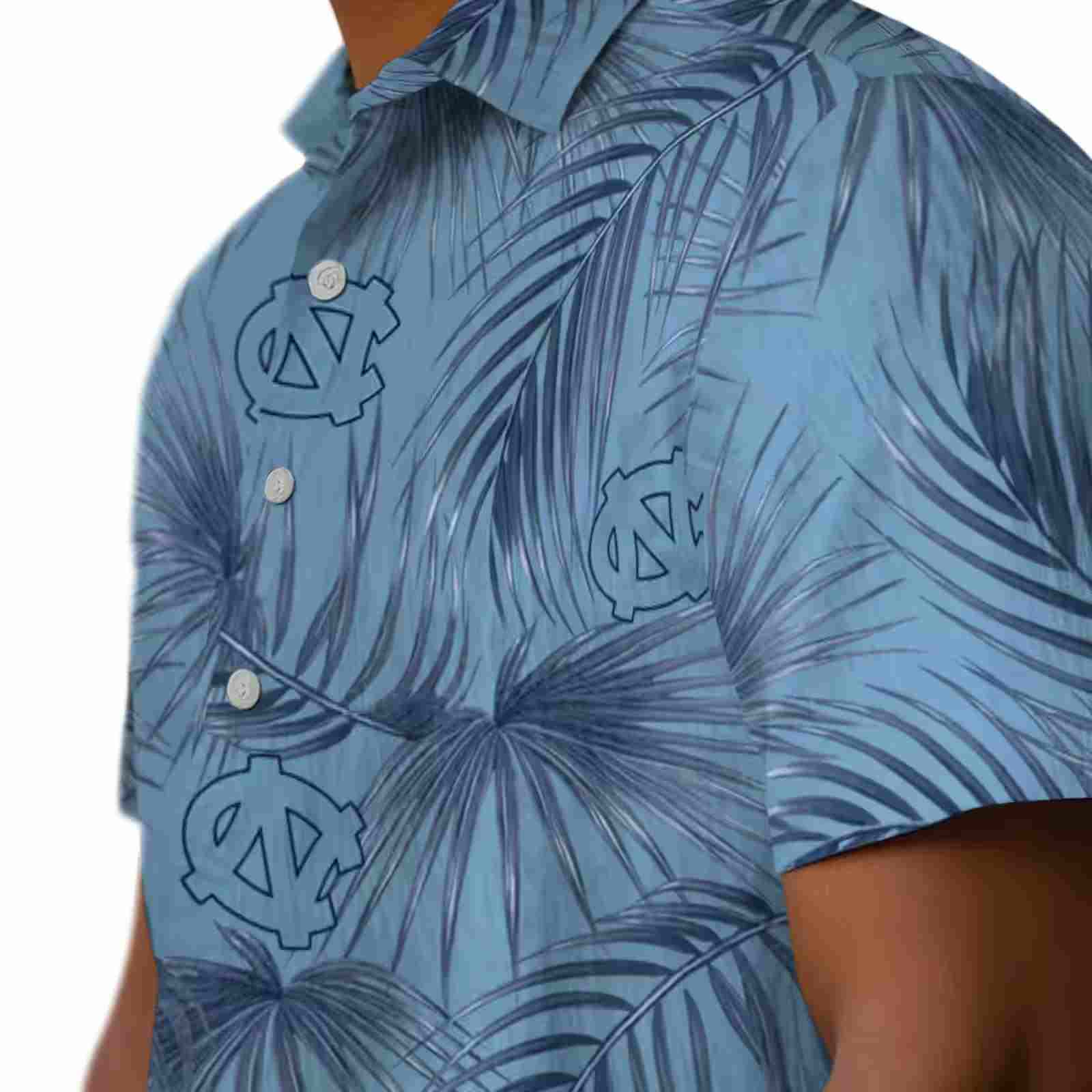 north carolina tar heels leafy palms light blue hawaiian shirt trendy