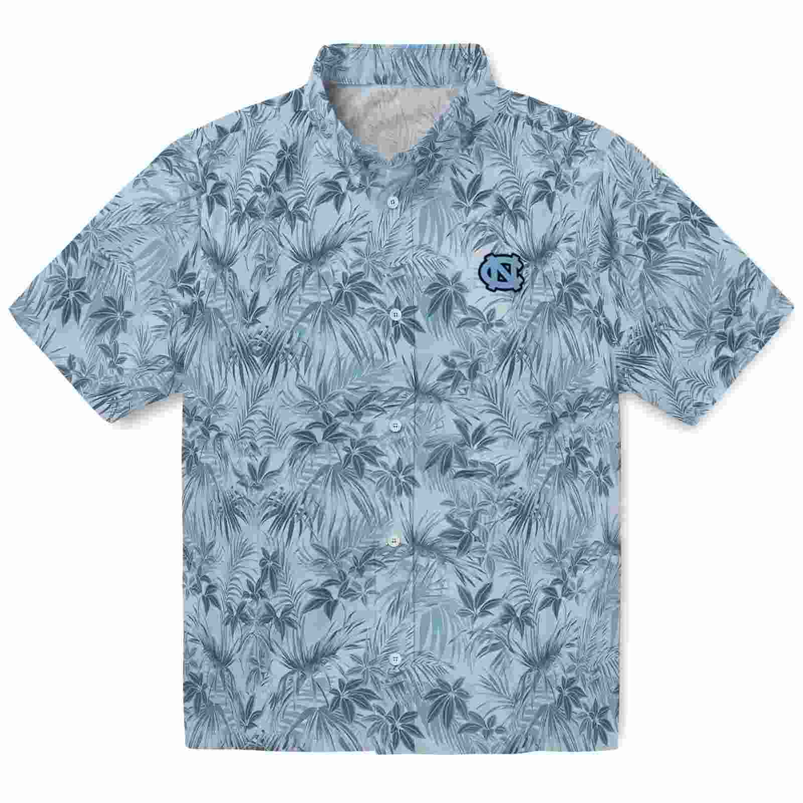 North Carolina Tar Heels Leafy Pattern Light Blue Hawaiian Shirt