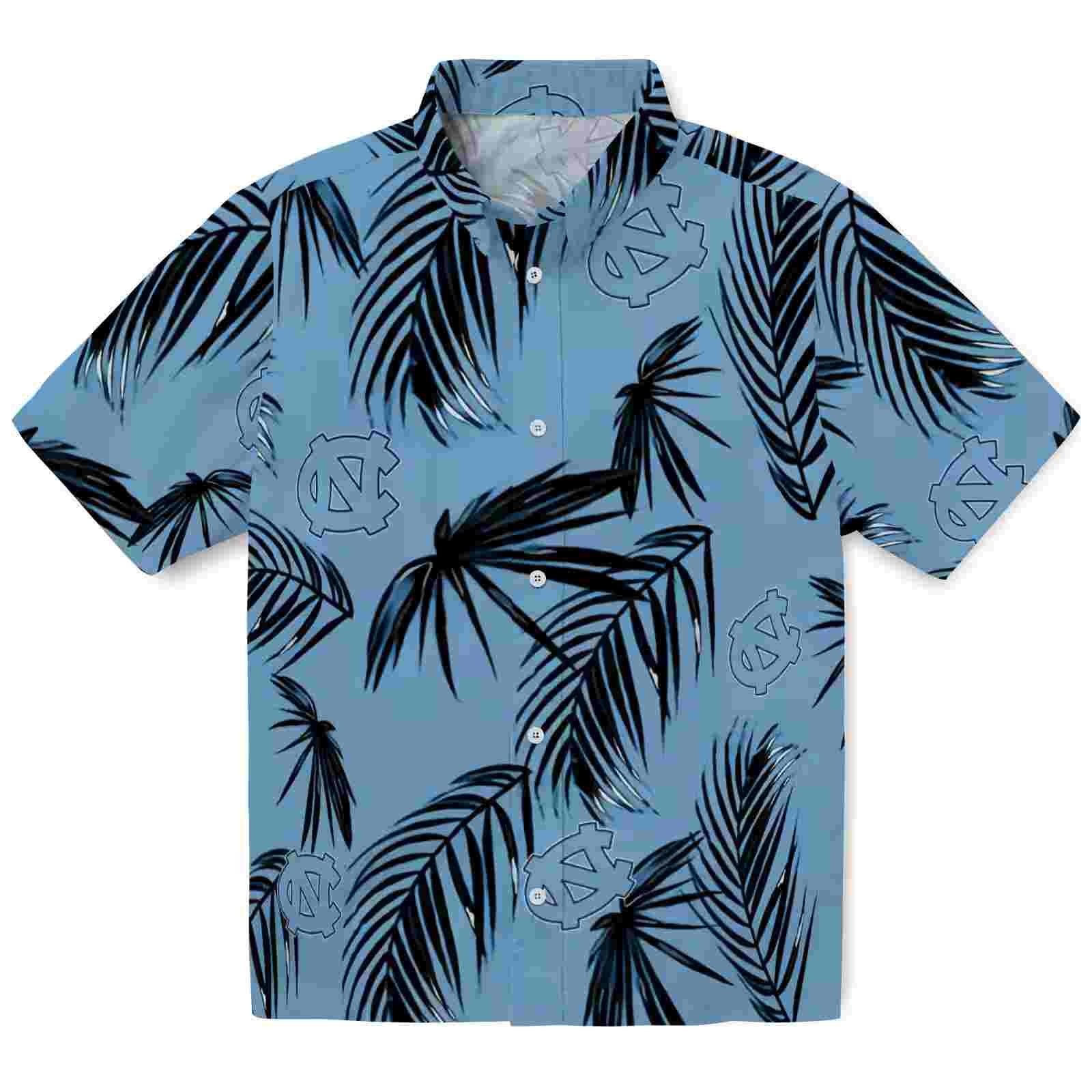 North Carolina Tar Heels Palm Leaf Light Blue Hawaiian Shirt