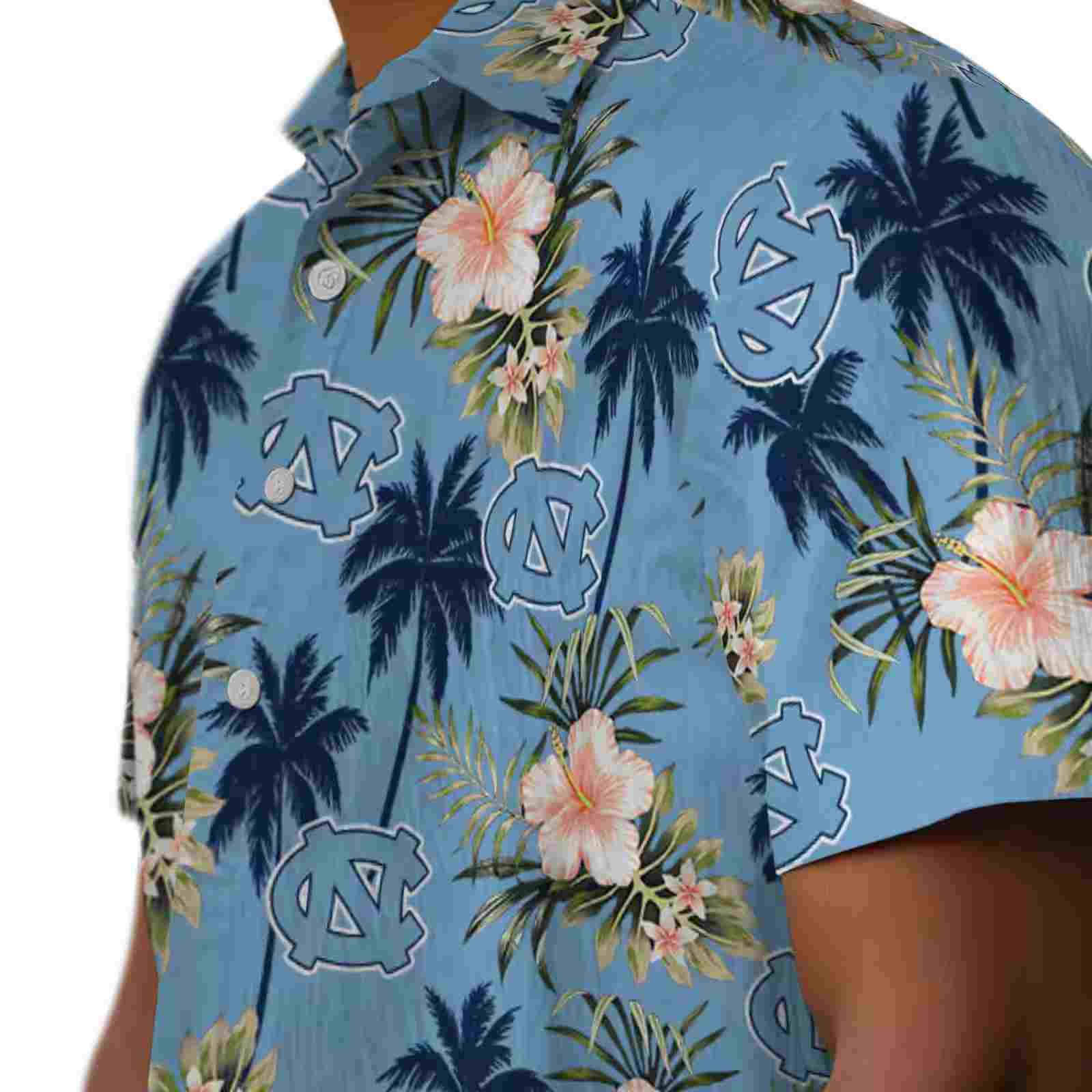 north carolina tar heels palm tree flower light blue hawaiian shirt trendy