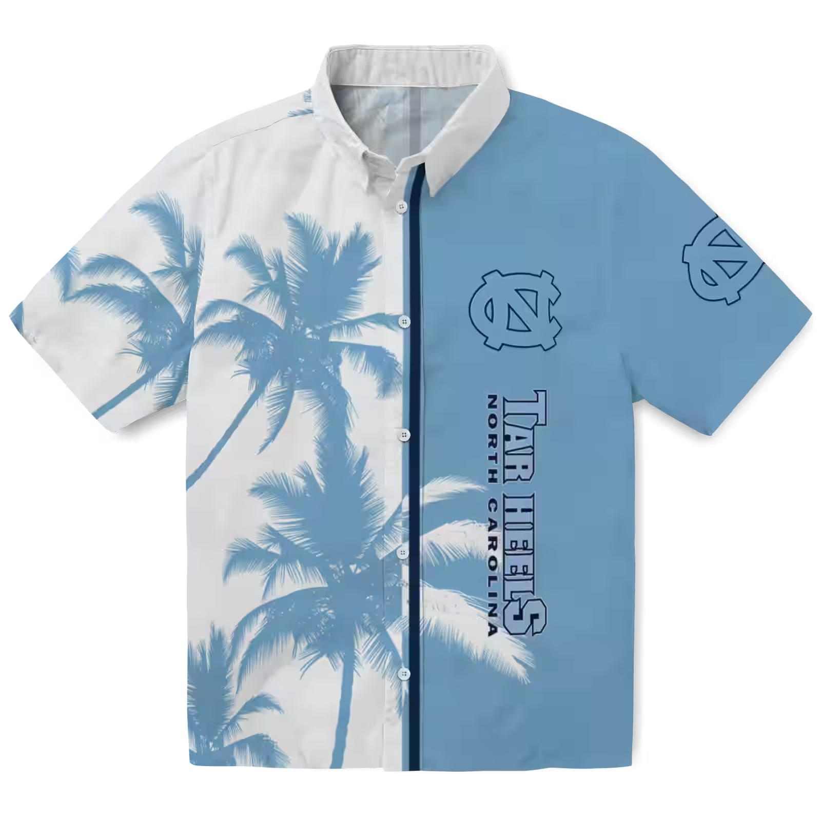 North Carolina Tar Heels Palm Trees Light Blue White Hawaiian Shirt