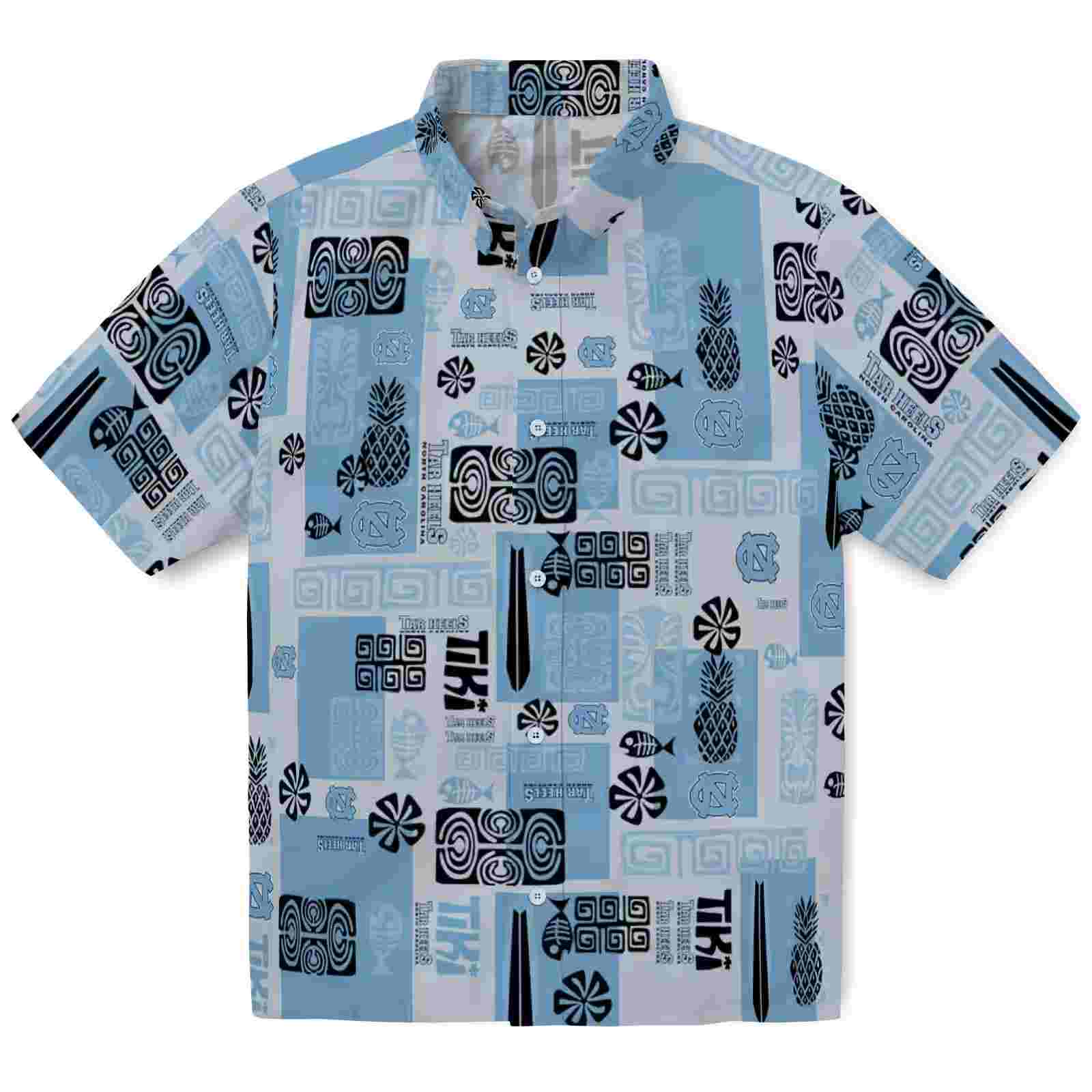 North Carolina Tar Heels Tribal Symbols Light Blue Hawaiian Shirt