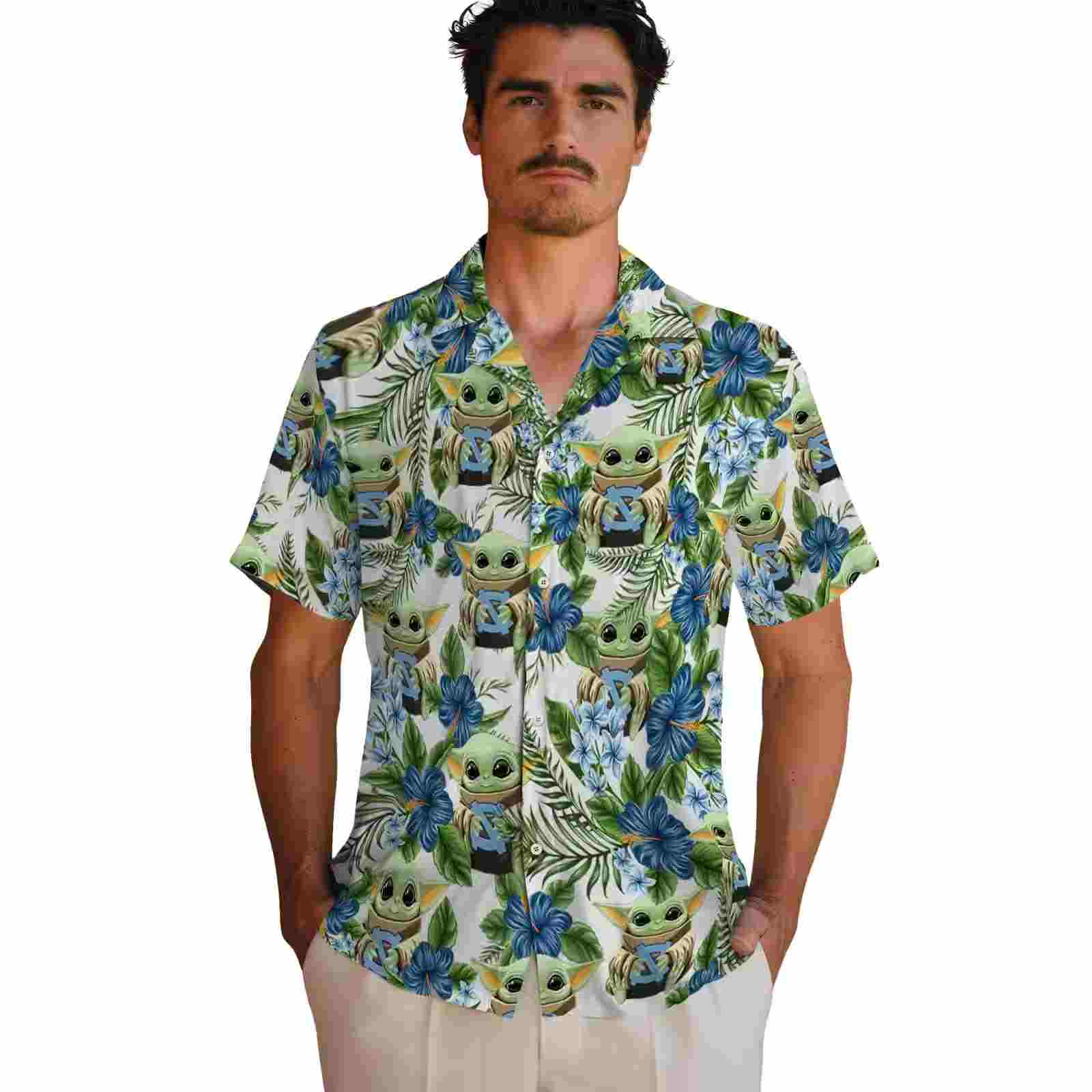 north carolina tar heels tropical yoda green hawaiian shirt fashion forward