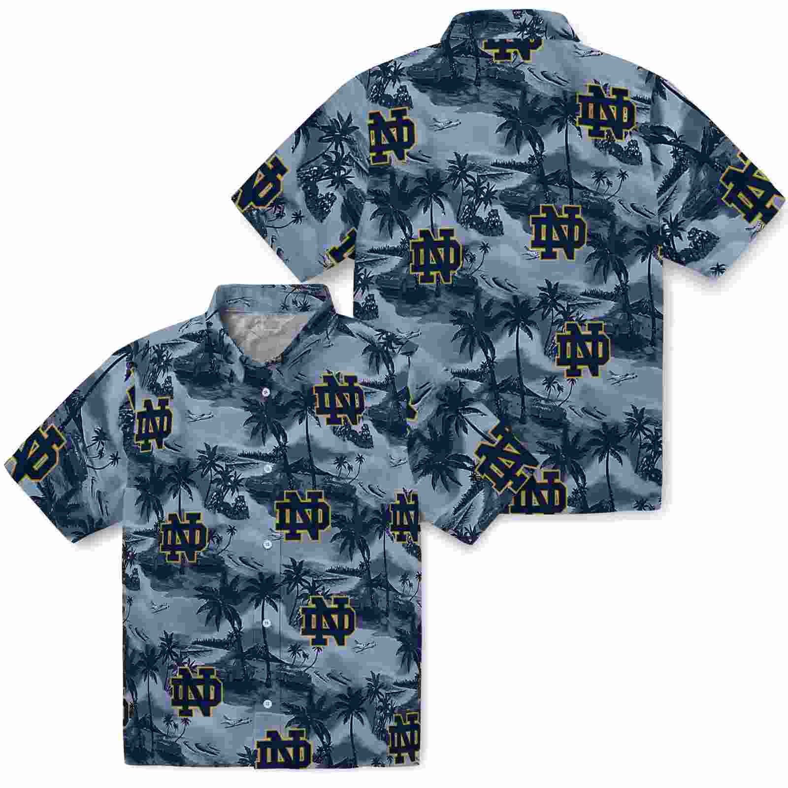 notre dame fighting irish coastal palms navy hawaiian shirt high quality