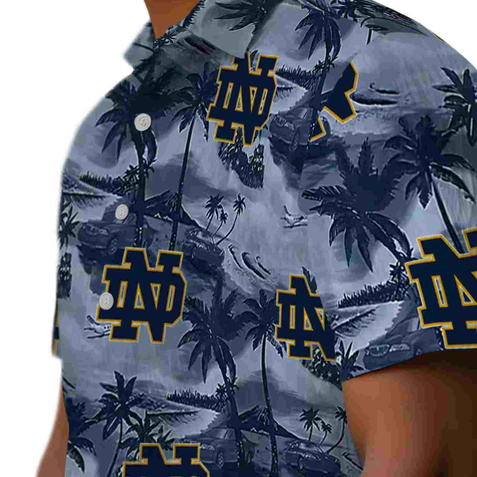 notre dame fighting irish coastal palms navy hawaiian shirt trendy