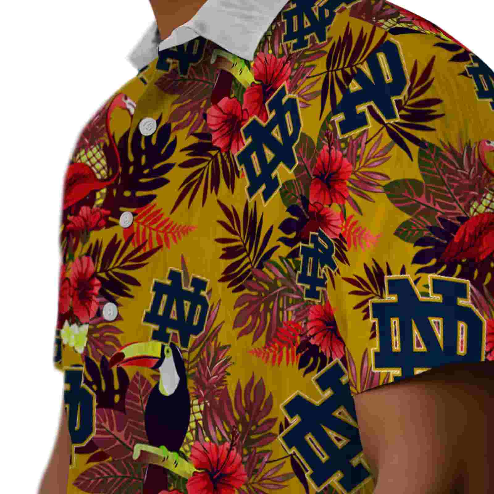 notre dame fighting irish floral toucan navy red hawaiian shirt trendy