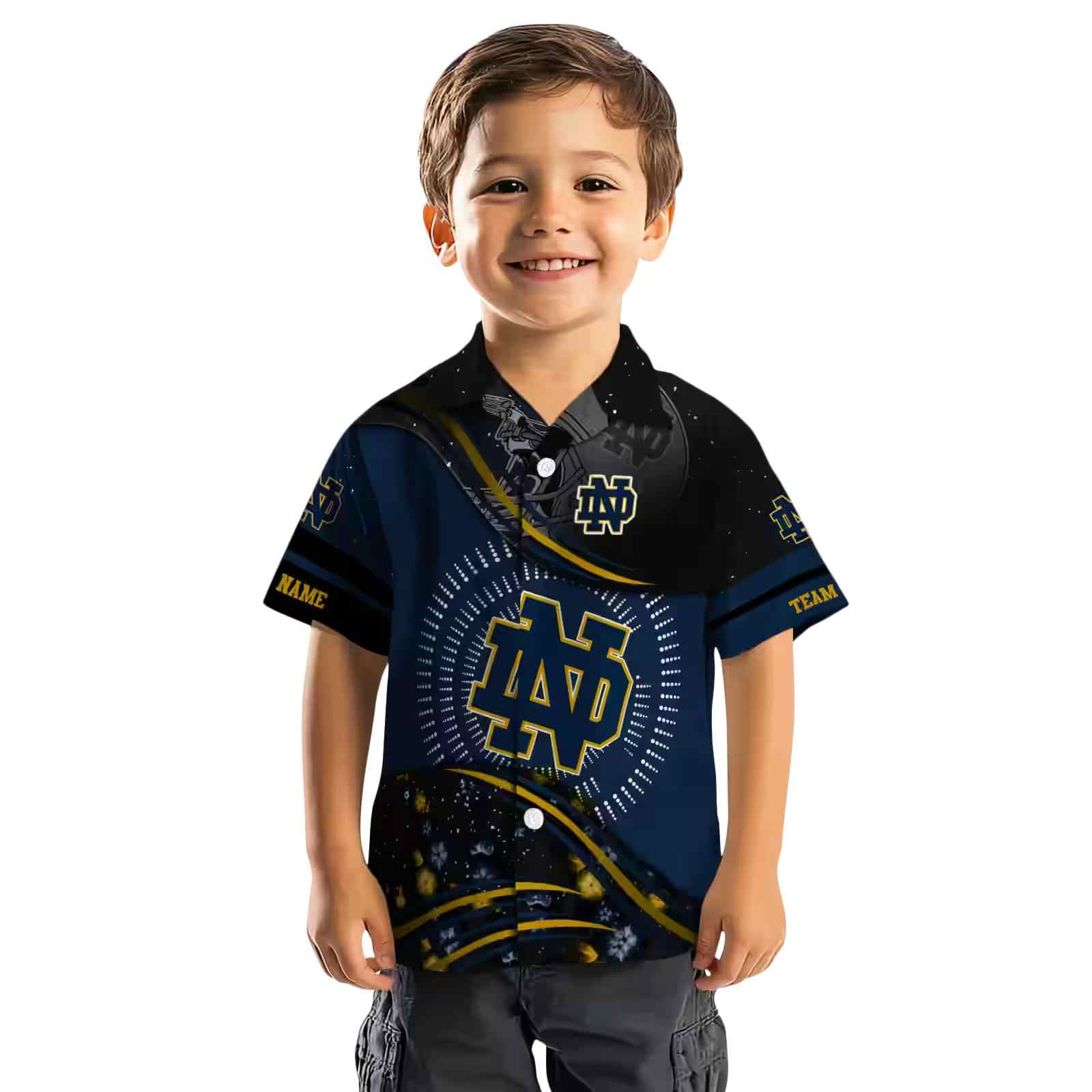 notre dame fighting irish football wave navy black hawaiian shirt top rated