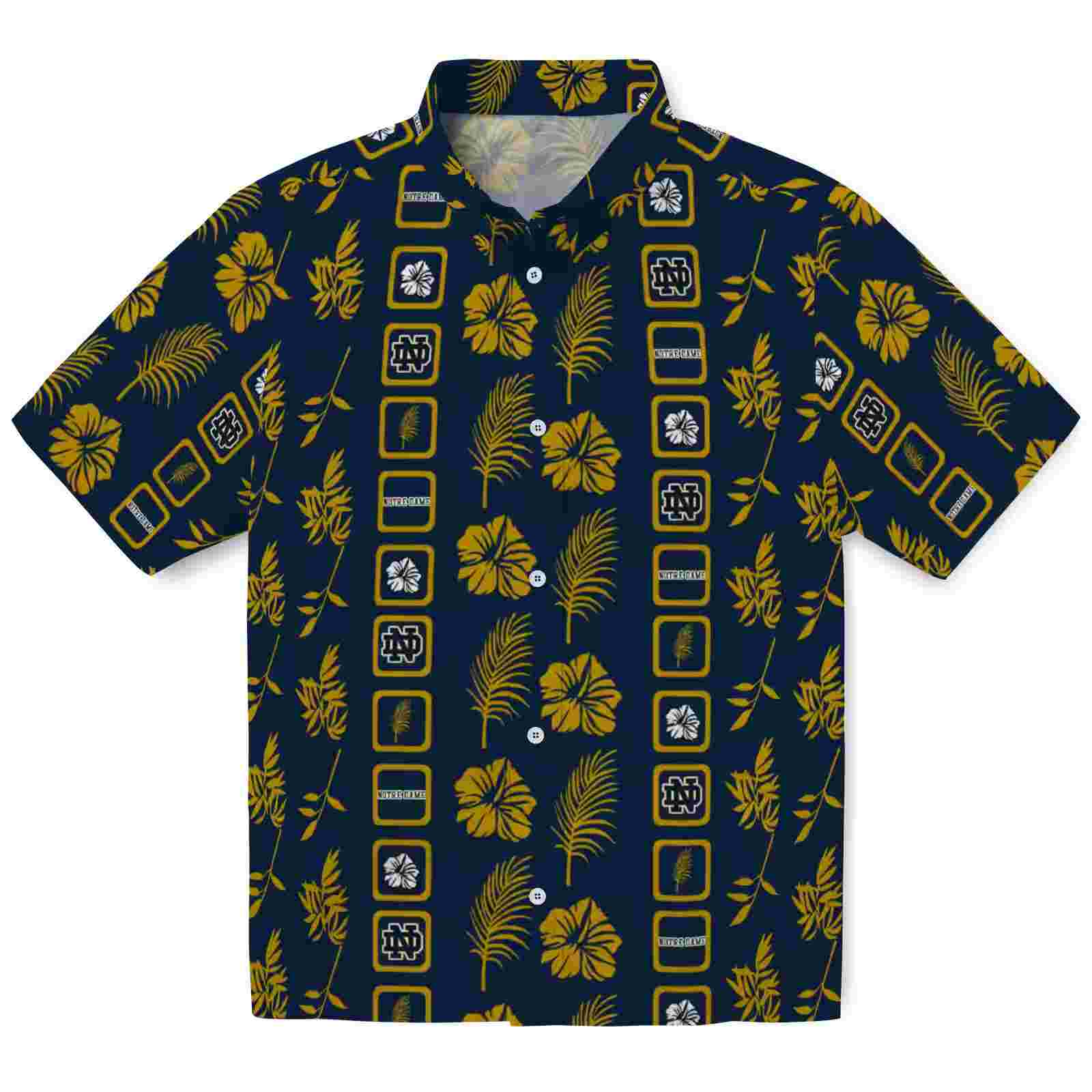 Notre Dame Fighting Irish Framed Floral Navy Hawaiian Shirt