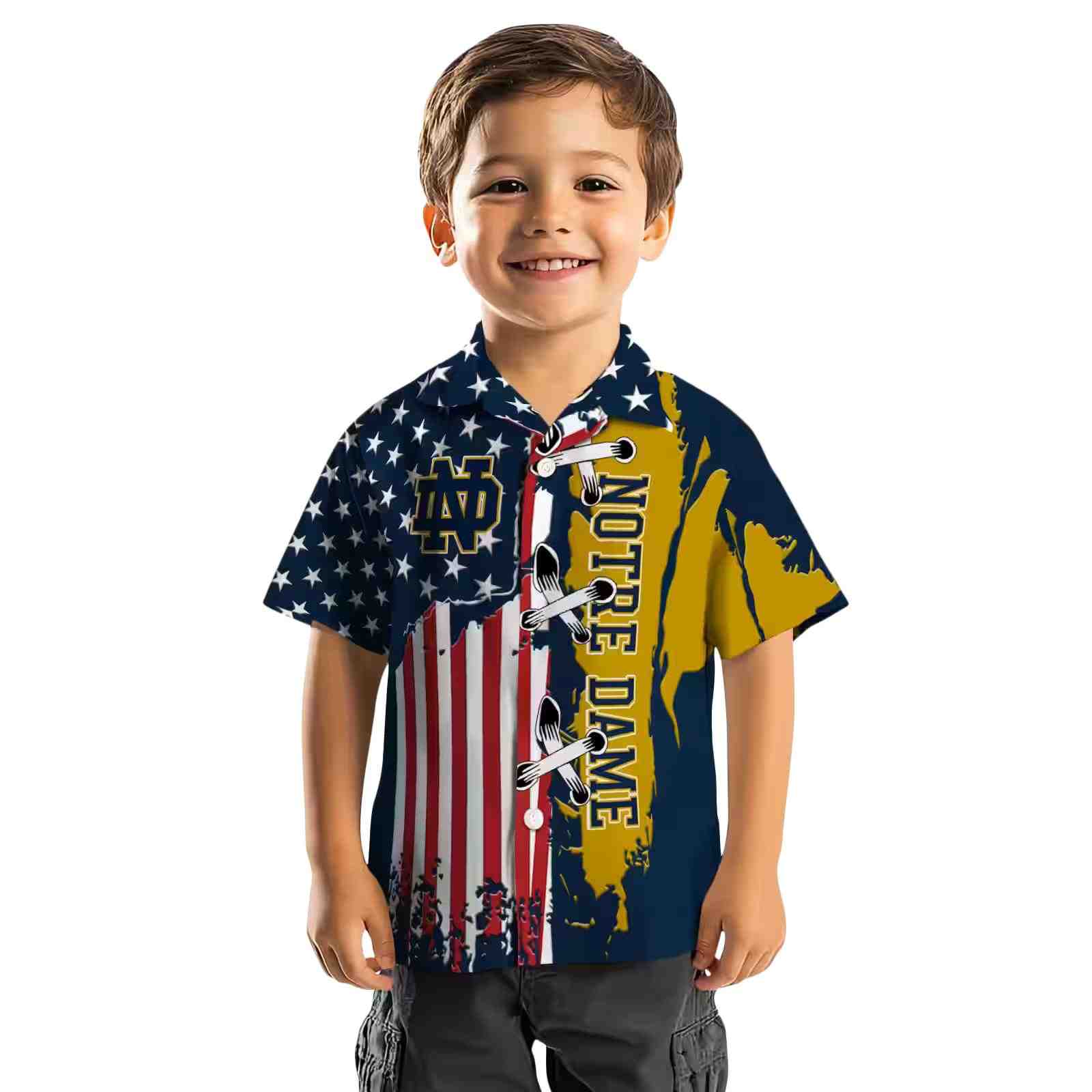 notre dame fighting irish stitched flag navy hawaiian shirt top rated