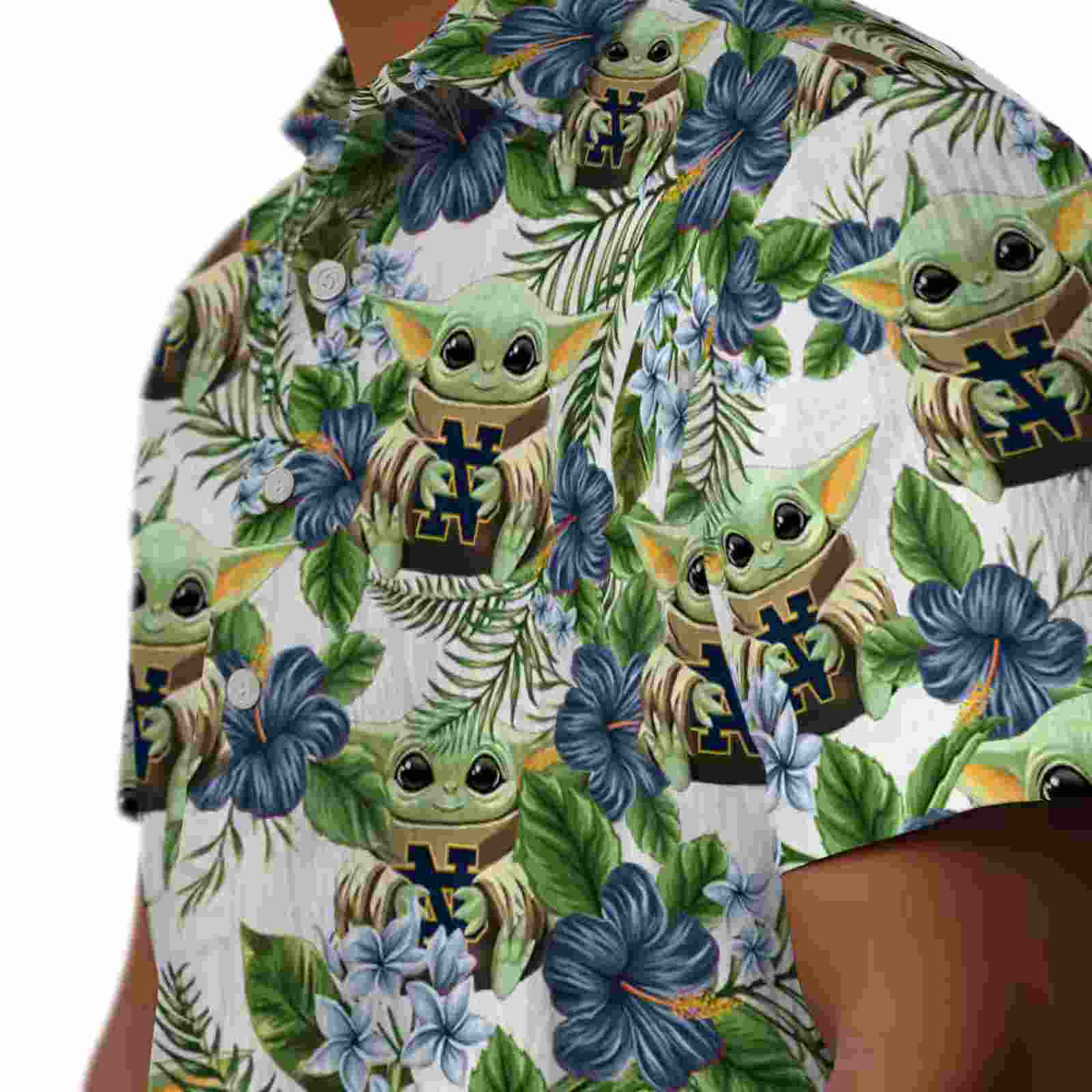 notre dame fighting irish tropical yoda green hawaiian shirt trendy