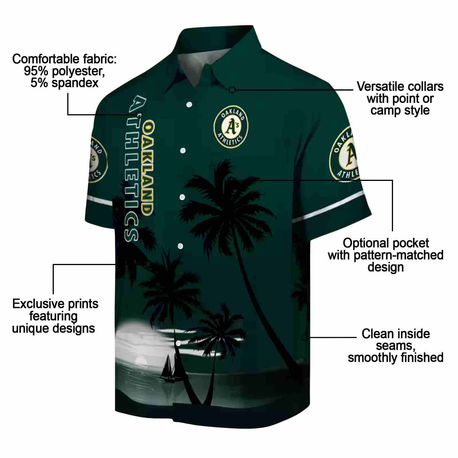 oakland athletics beach sunset green black hawaiian shirt new arrival