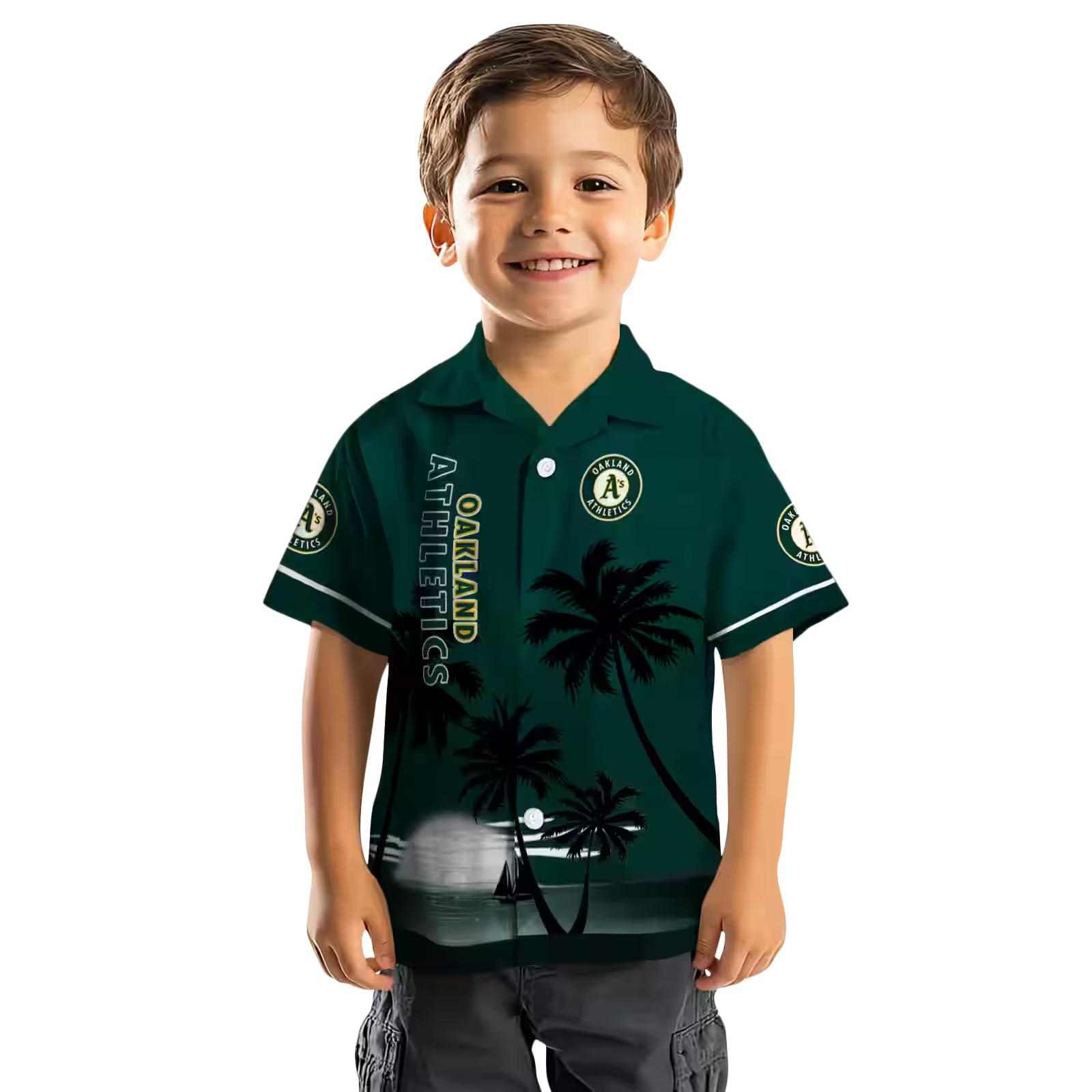 oakland athletics beach sunset green black hawaiian shirt top rated