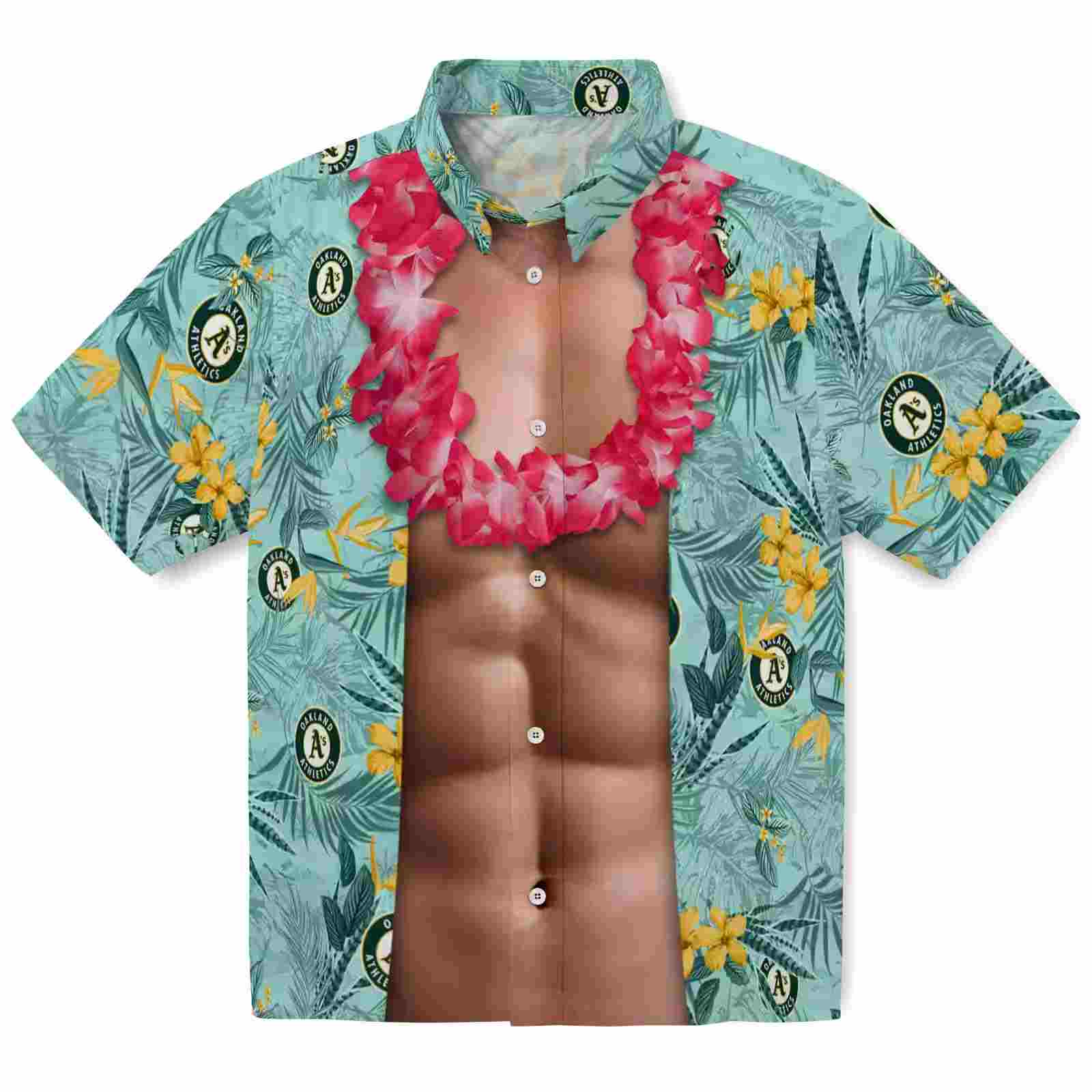 Oakland Athletics Chest Illusion Green Hawaiian Shirt