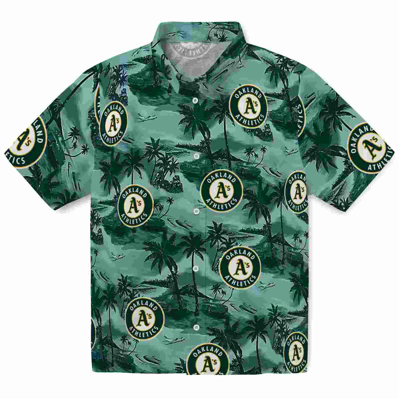 Oakland Athletics Coastal Palms Green Hawaiian Shirt