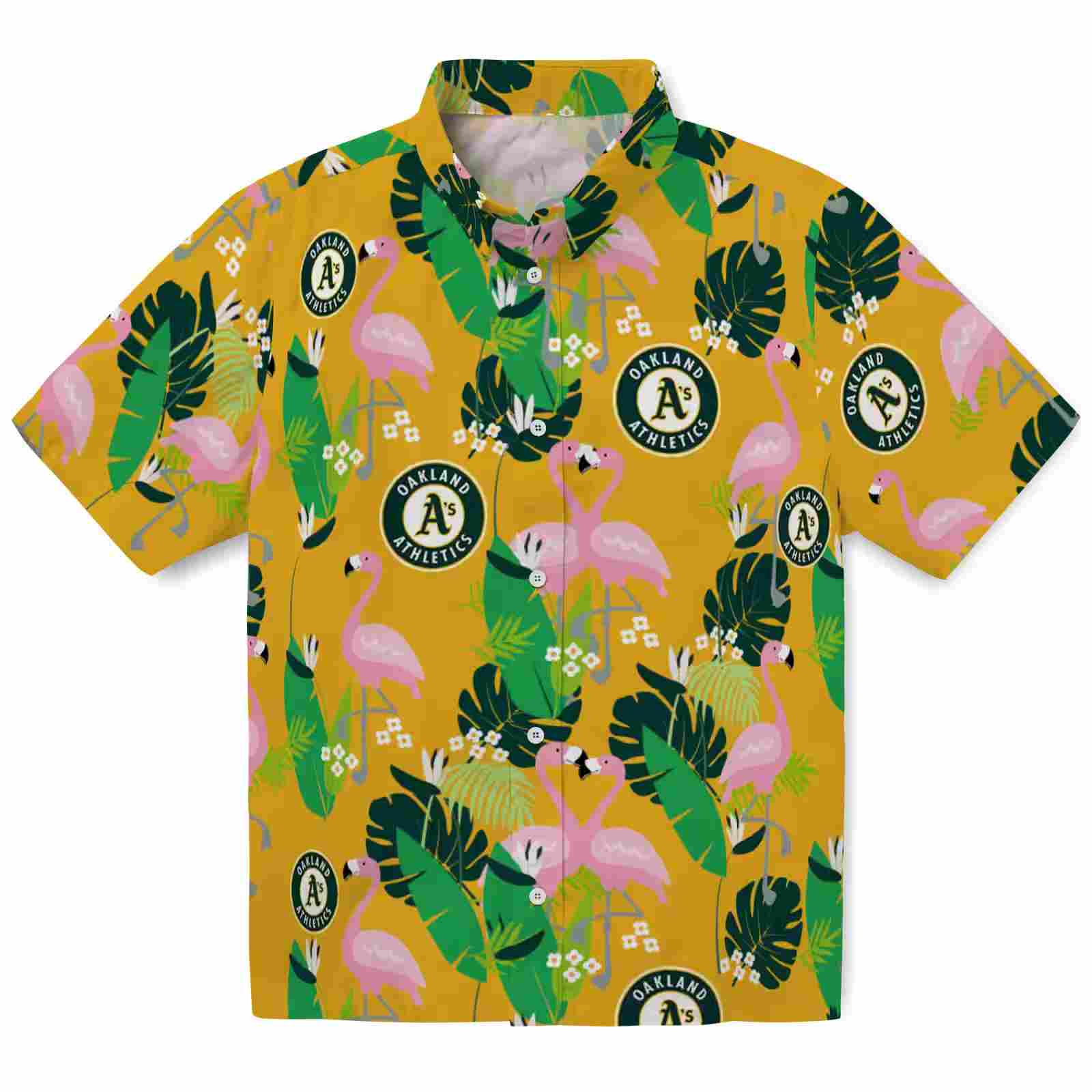 Oakland Athletics Flamingo Foliage Green Hawaiian Shirt