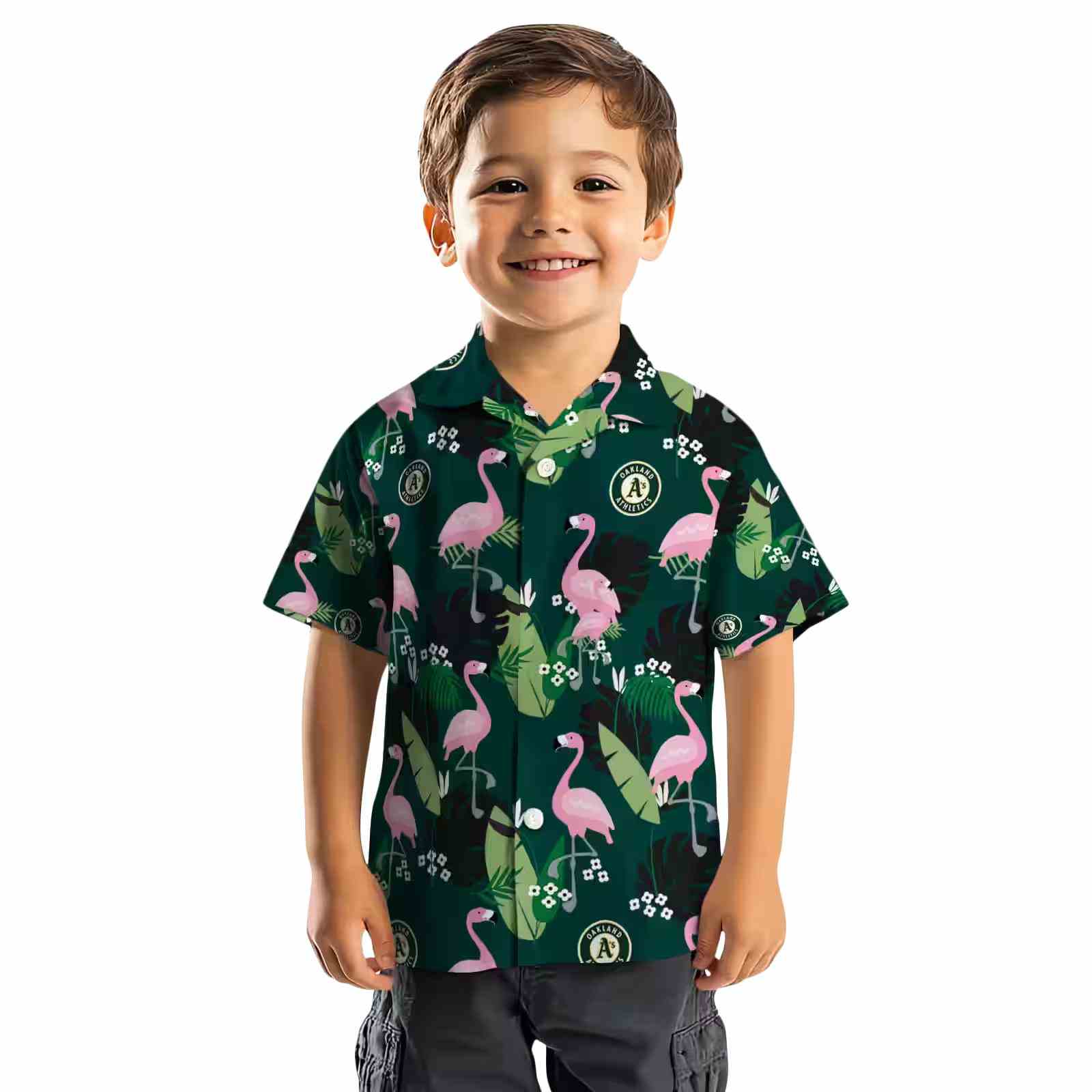 oakland athletics flamingo leaf motif green hawaiian shirt top rated