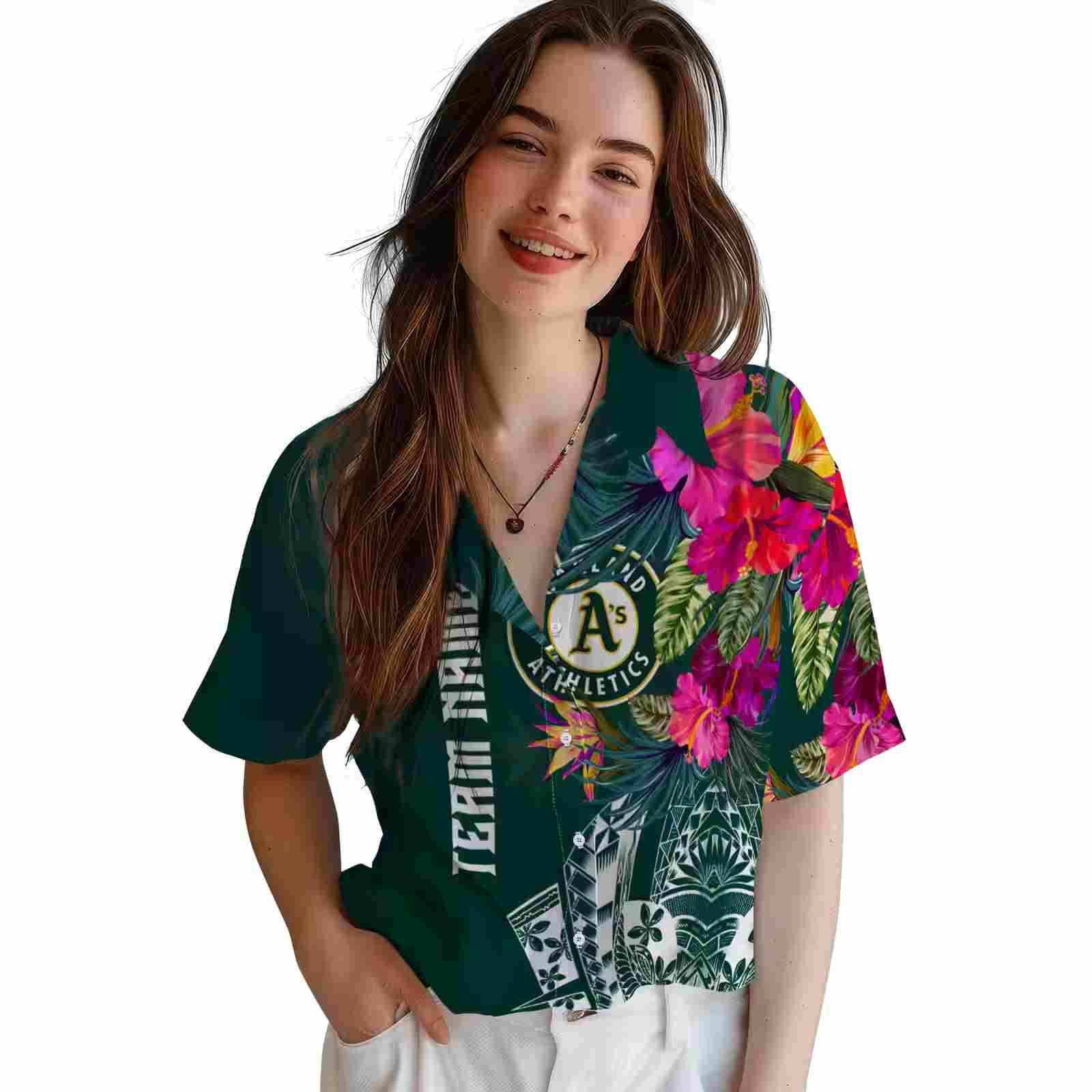 oakland athletics floral polynesian green hawaiian shirt latest model