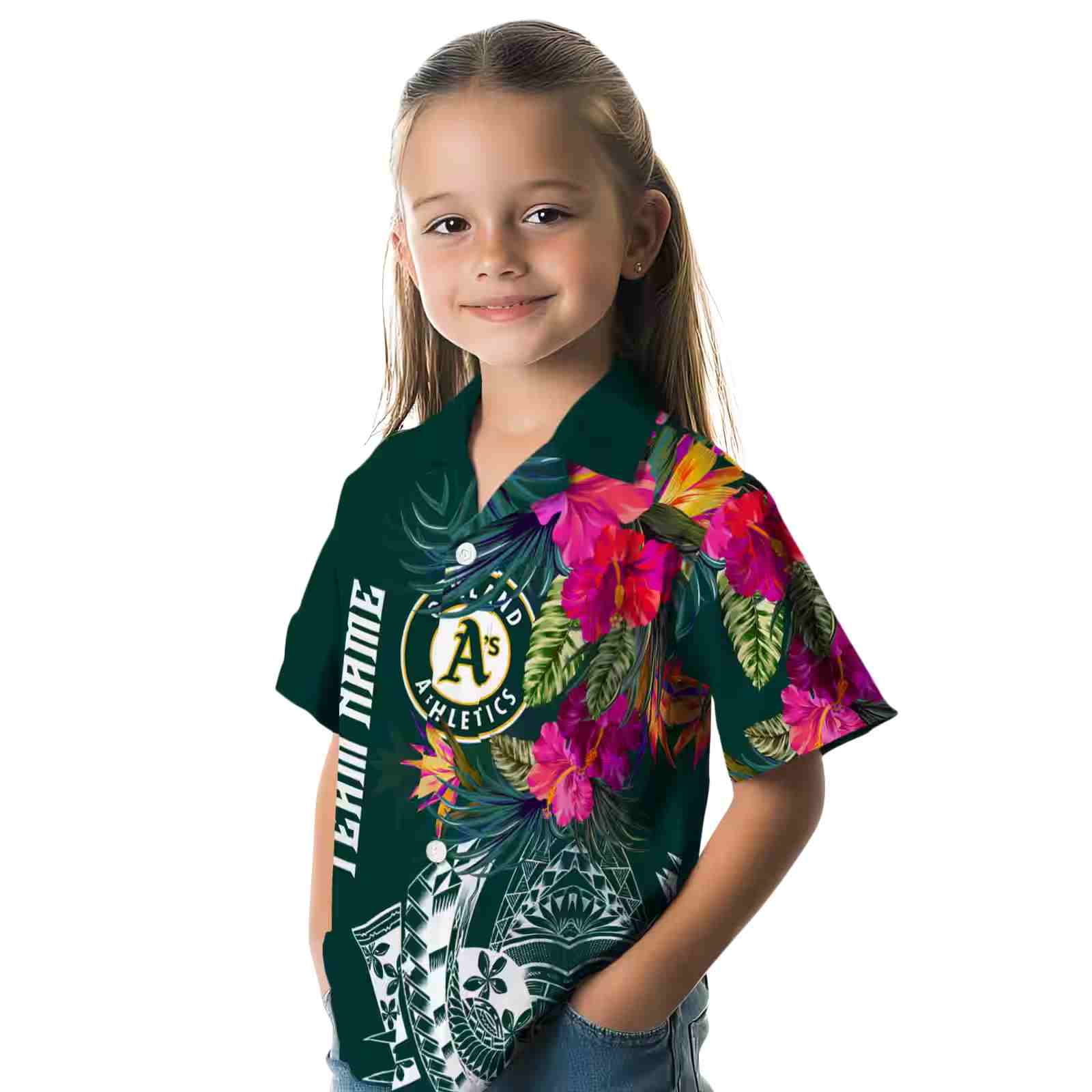 oakland athletics floral polynesian green hawaiian shirt premium grade