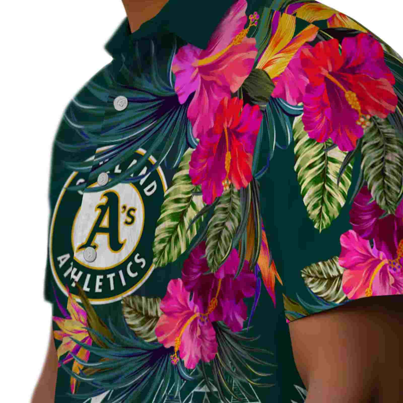 oakland athletics floral polynesian green hawaiian shirt trendy