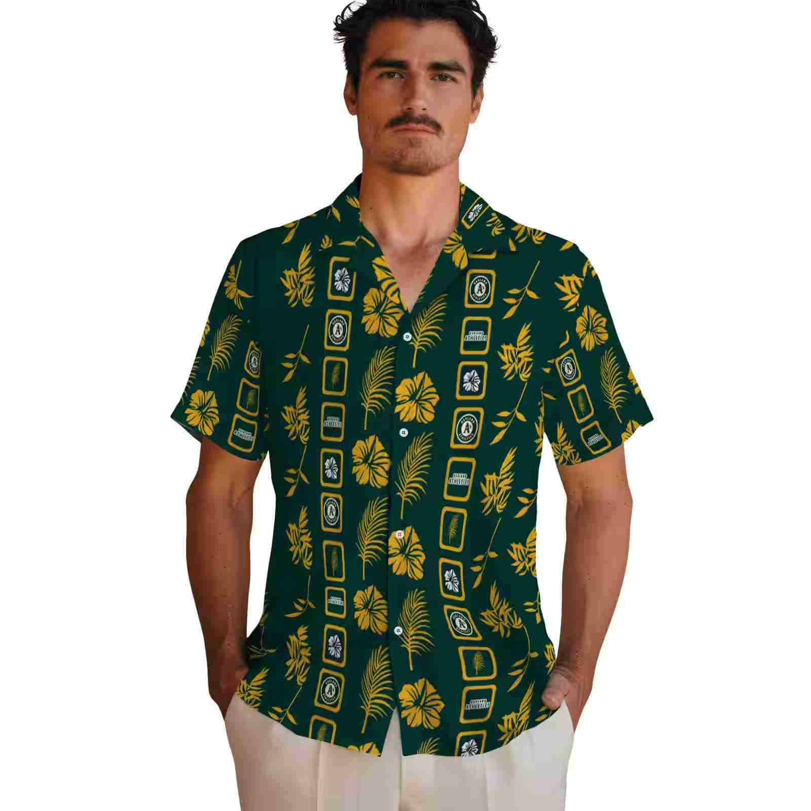 oakland athletics framed floral green hawaiian shirt fashion forward