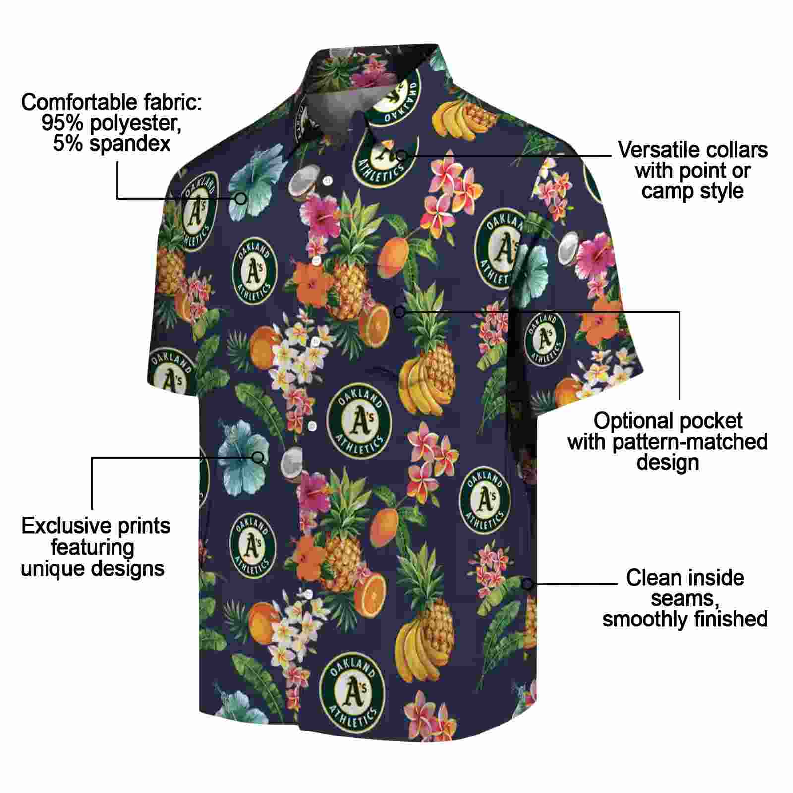 oakland athletics hibiscus and fruit navy blue hawaiian shirt new arrival