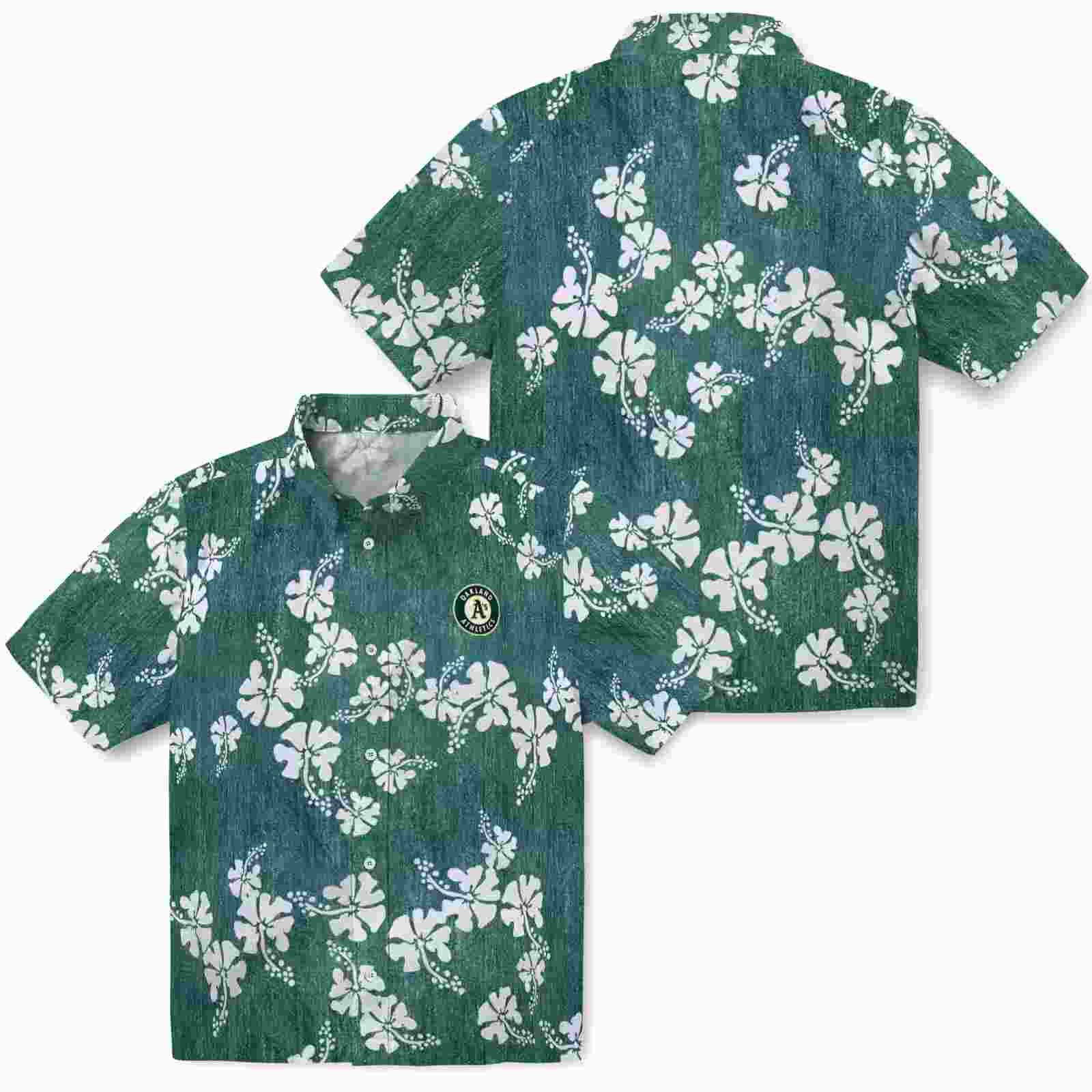 oakland athletics hibiscus clusters green hawaiian shirt high quality