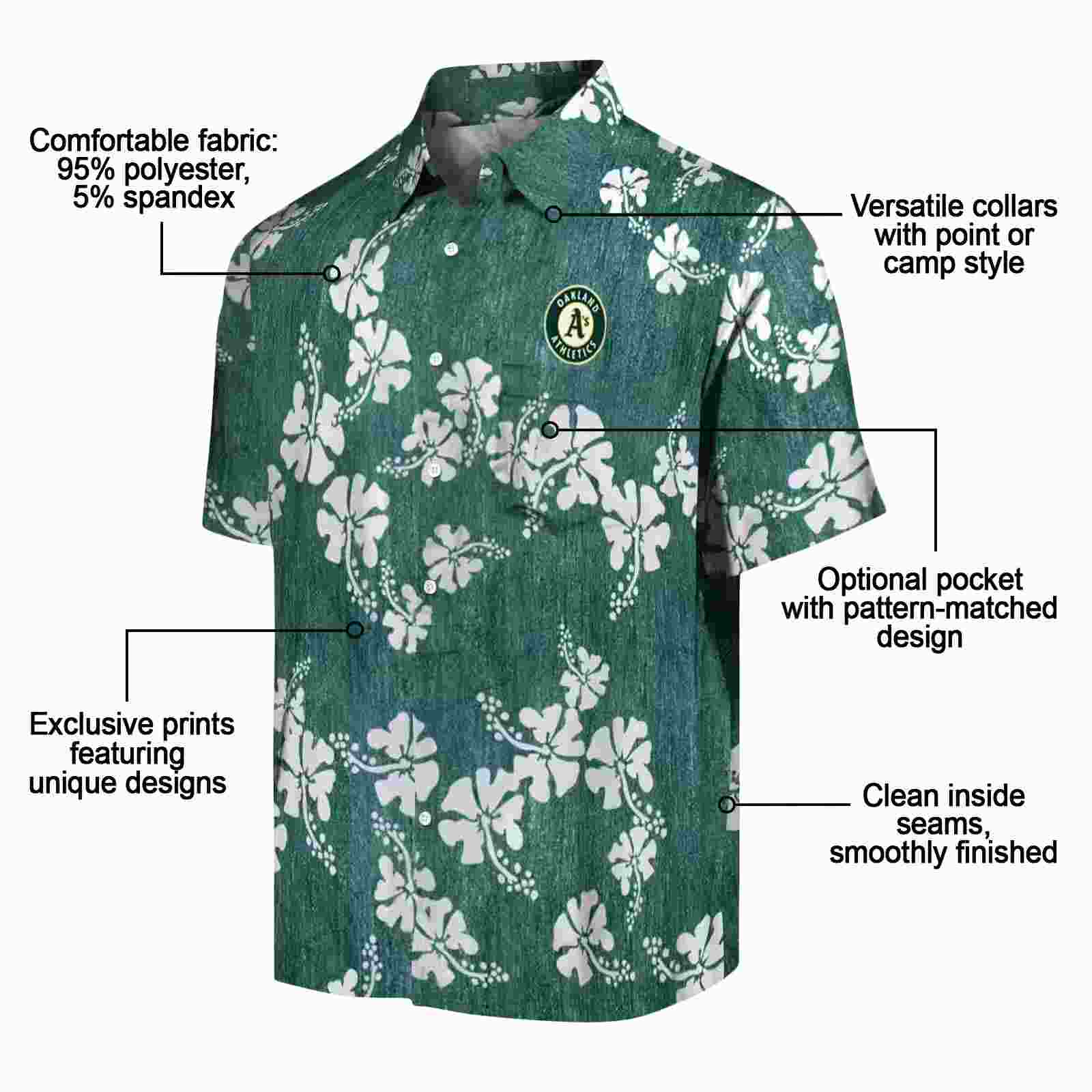 oakland athletics hibiscus clusters green hawaiian shirt new arrival