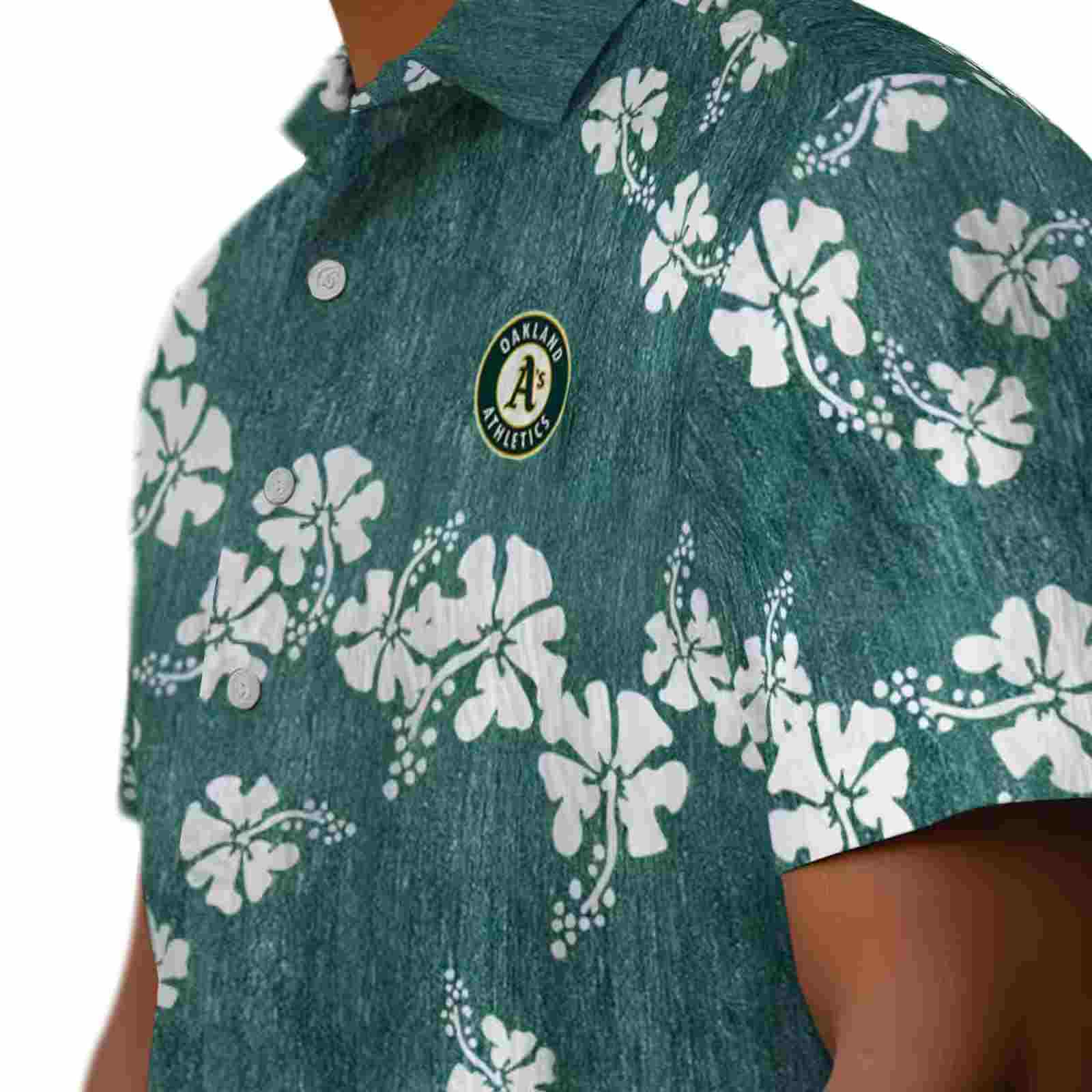 oakland athletics hibiscus clusters green hawaiian shirt trendy