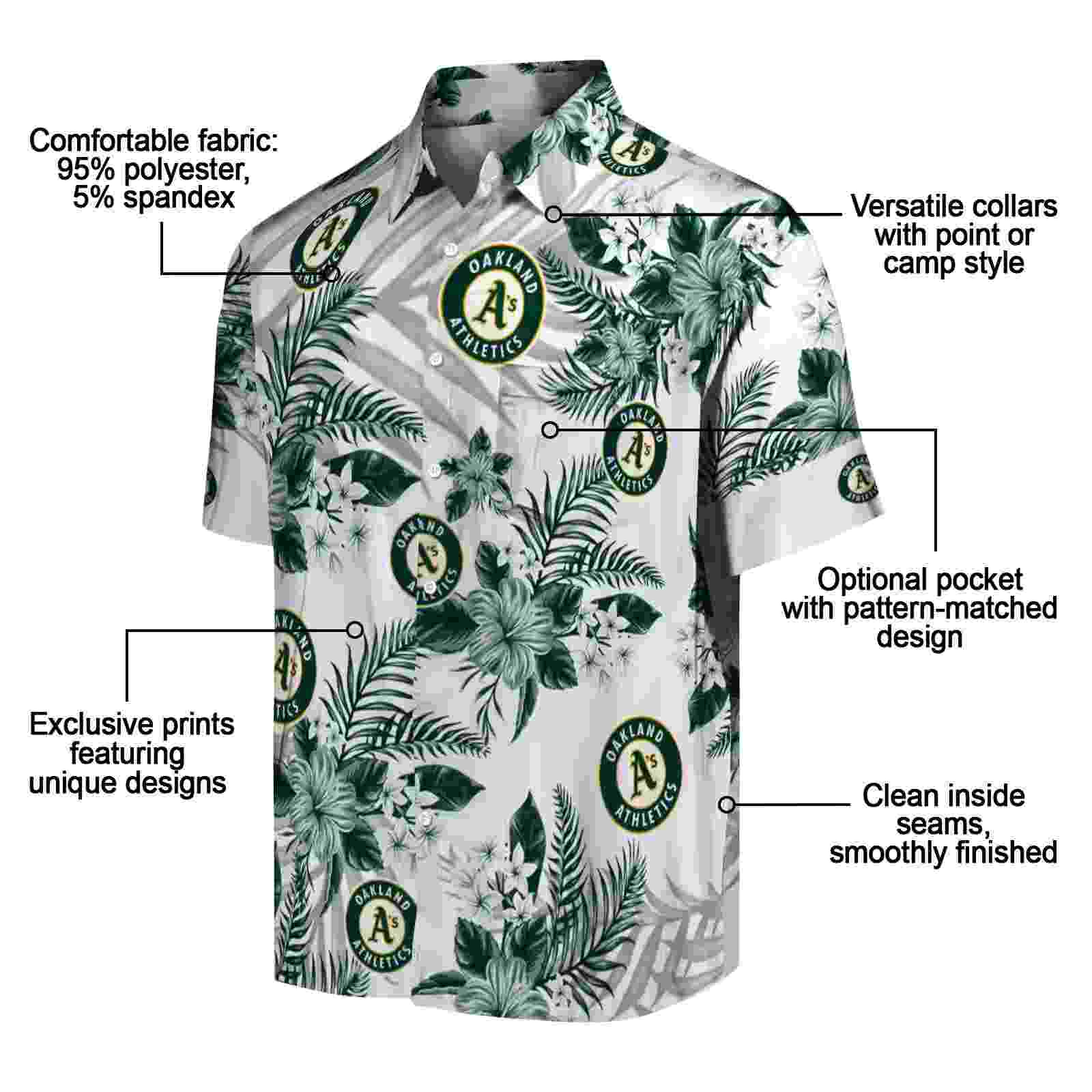 oakland athletics hibiscus palm leaves green white hawaiian shirt new arrival