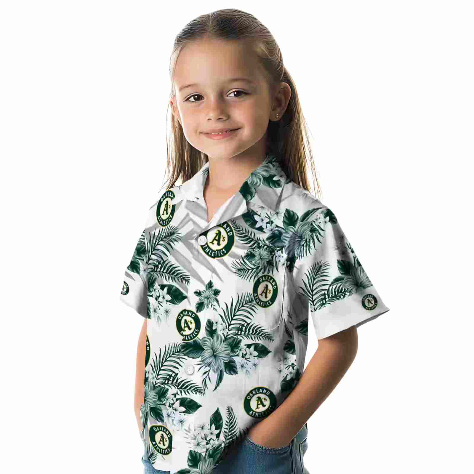 oakland athletics hibiscus palm leaves green white hawaiian shirt premium grade