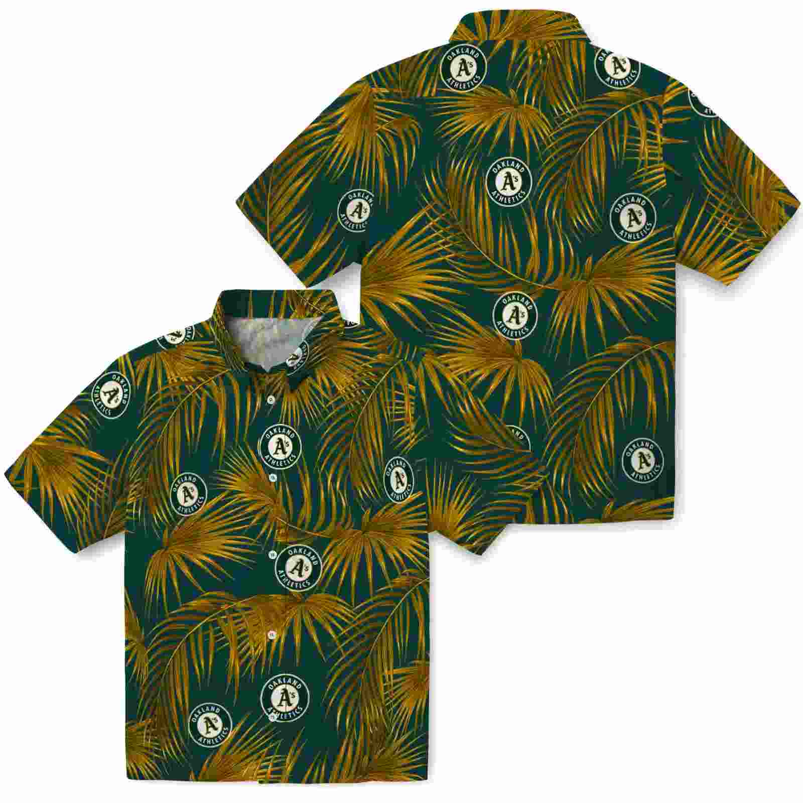 oakland athletics leafy palms green hawaiian shirt high quality