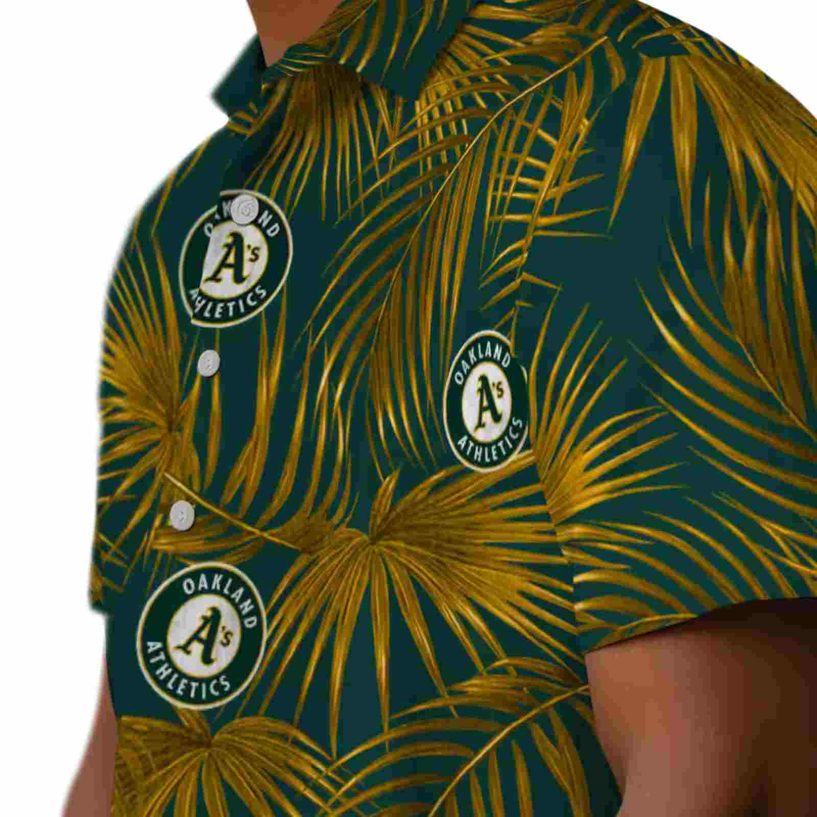 oakland athletics leafy palms green hawaiian shirt trendy