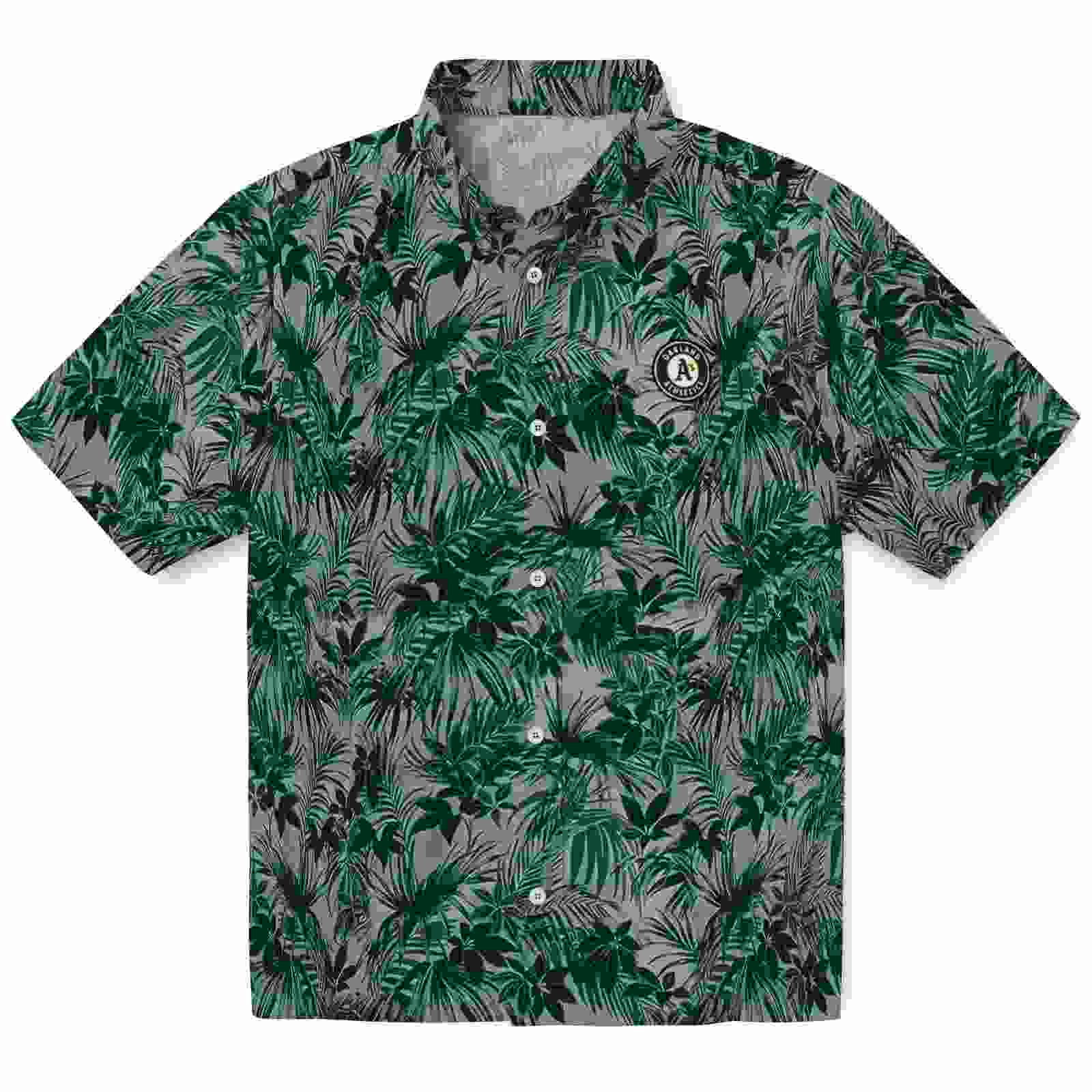 Oakland Athletics Leafy Pattern Green Hawaiian Shirt