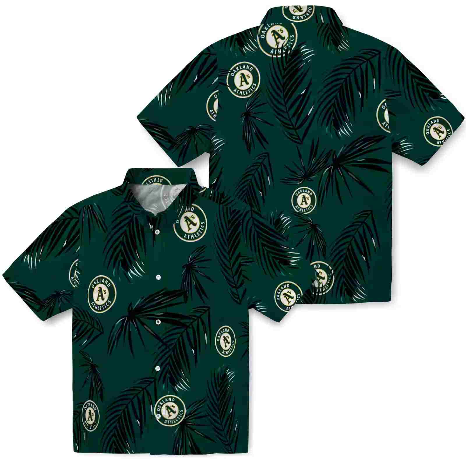 oakland athletics palm leaf green hawaiian shirt high quality