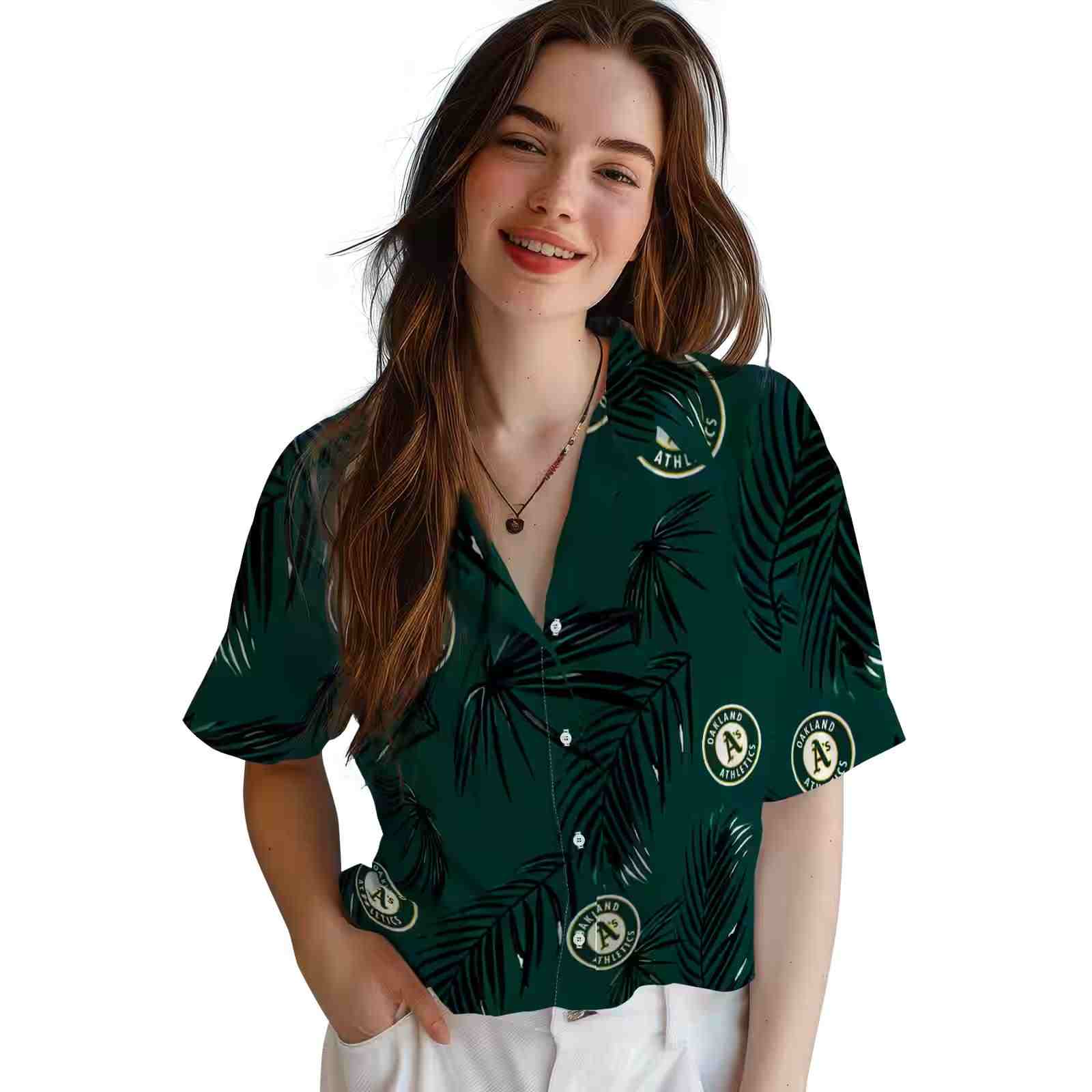 oakland athletics palm leaf green hawaiian shirt latest model