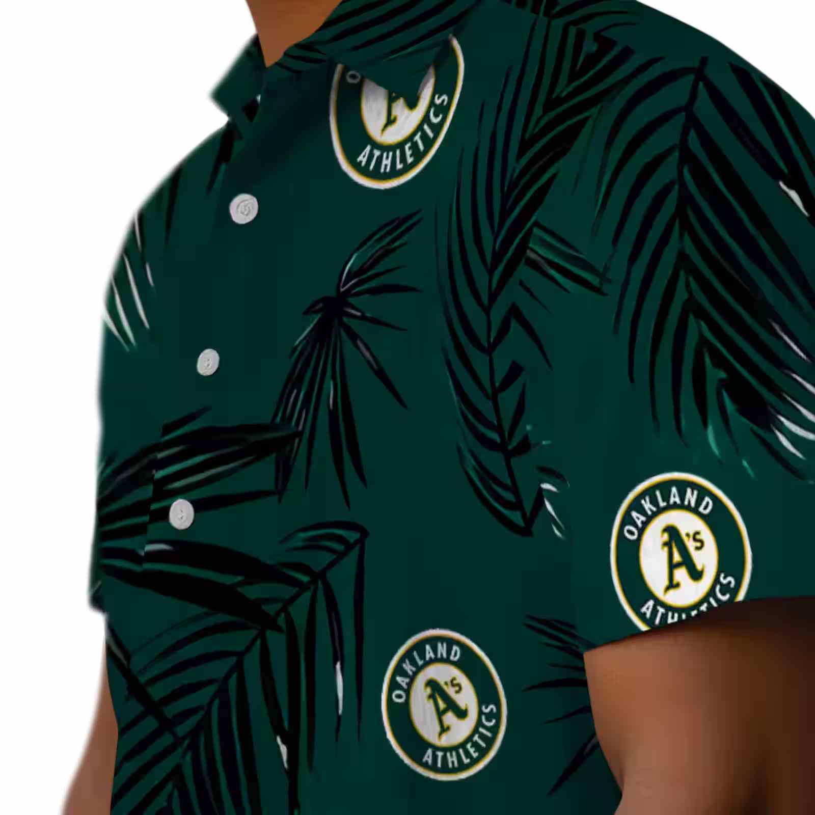 oakland athletics palm leaf green hawaiian shirt trendy